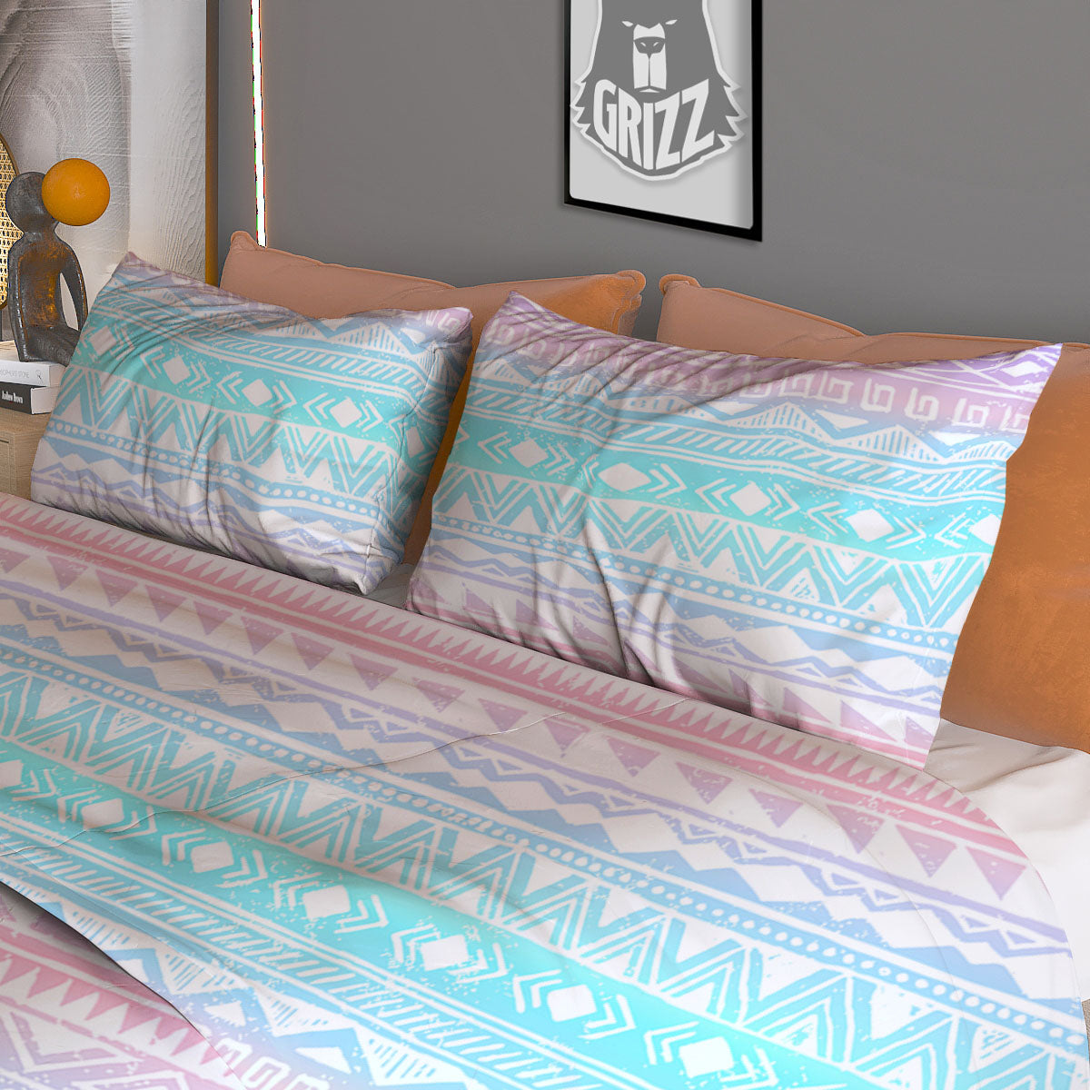 Tribal Aztec Pastel Print Pattern Duvet Cover Bedding Set
