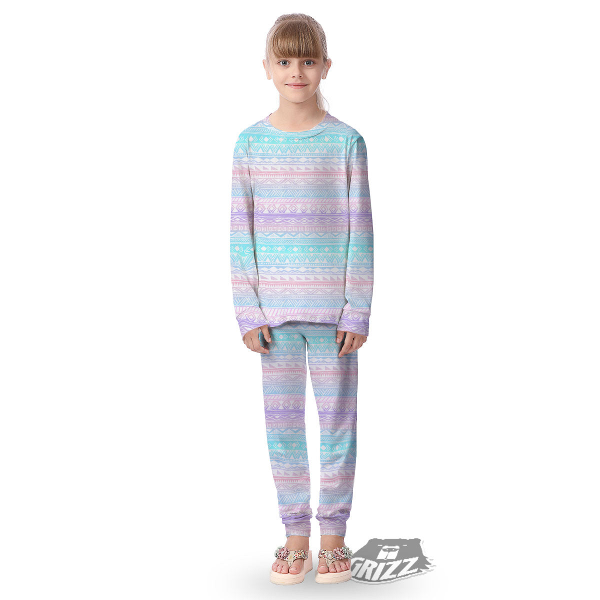 Tribal Aztec Pastel Print Pattern Kid's Pajamas-grizzshop