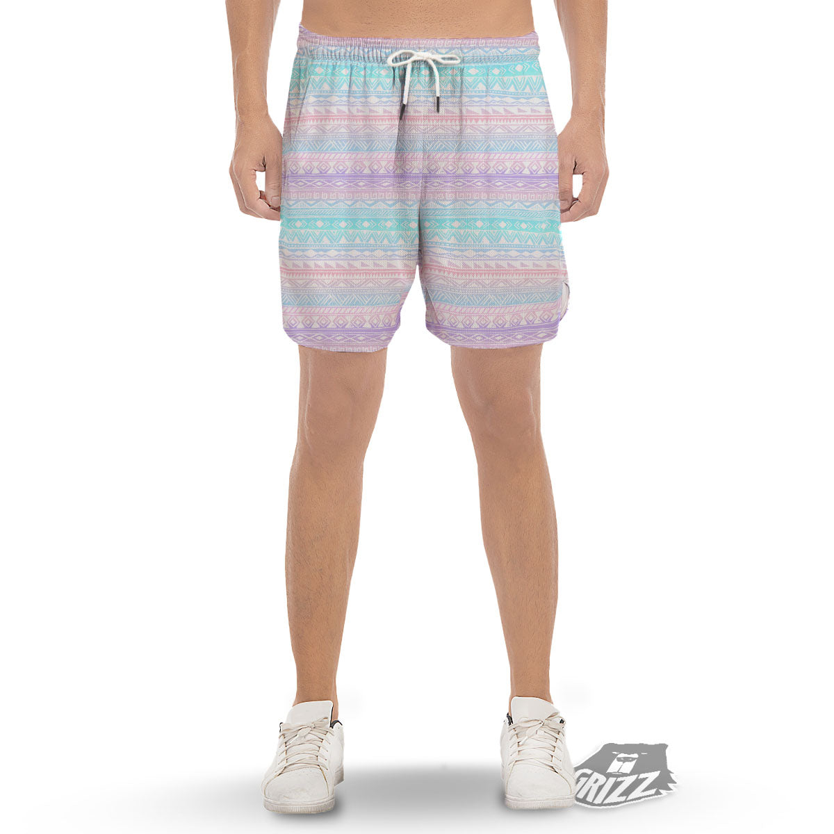 Tribal Aztec Pastel Print Pattern Men's Gym Shorts-grizzshop