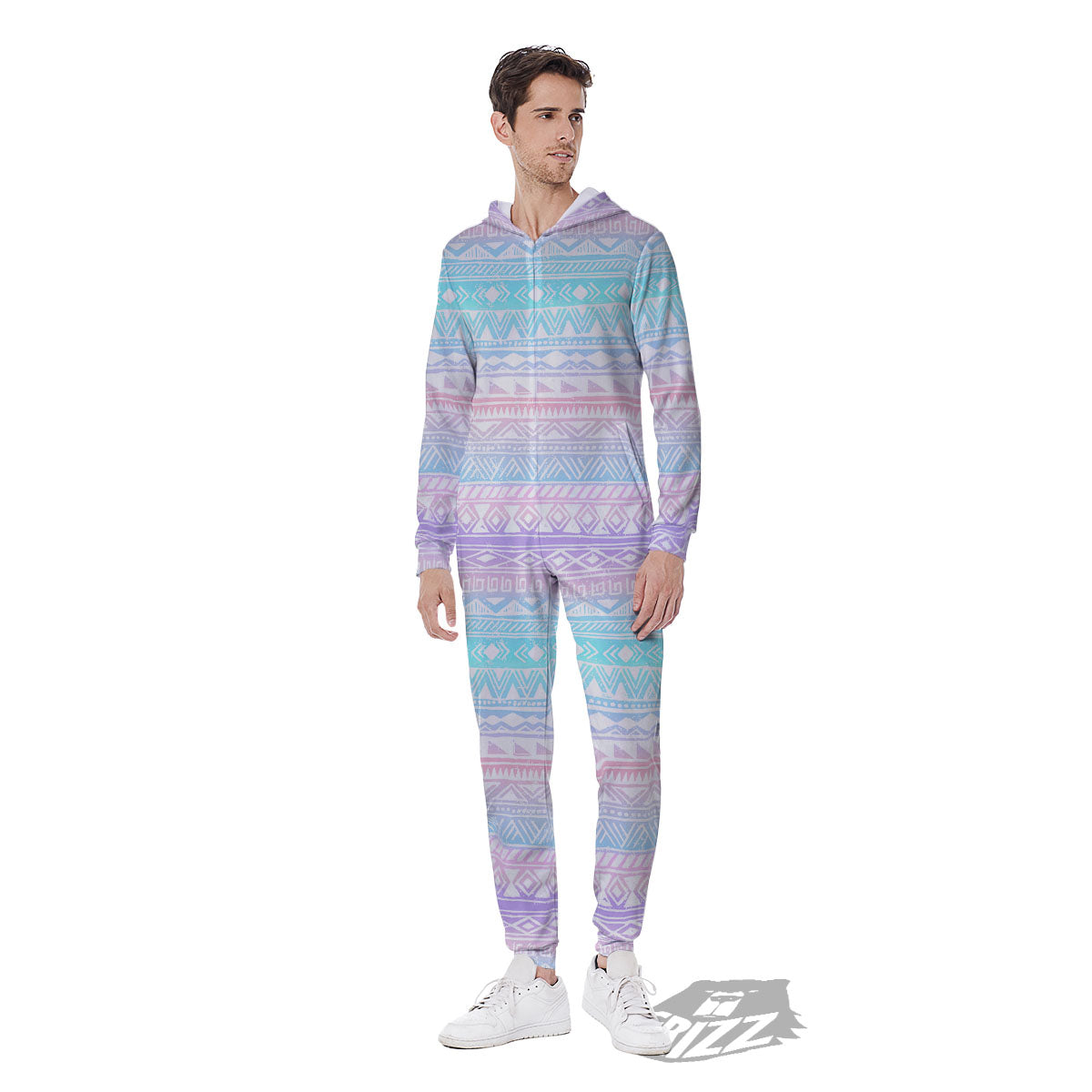 Tribal Aztec Pastel Print Pattern Men's Jumpsuit-grizzshop
