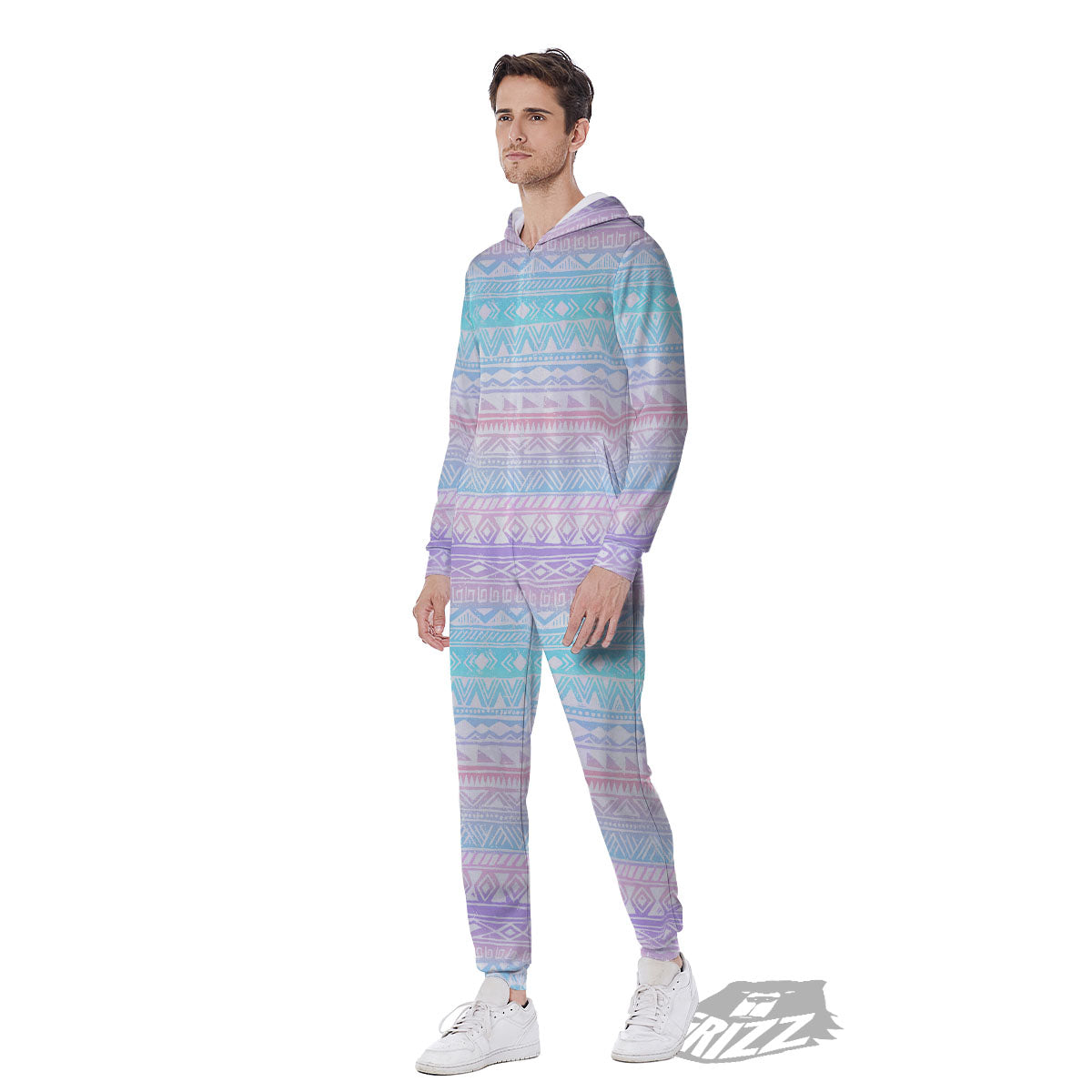 Tribal Aztec Pastel Print Pattern Men's Jumpsuit-grizzshop