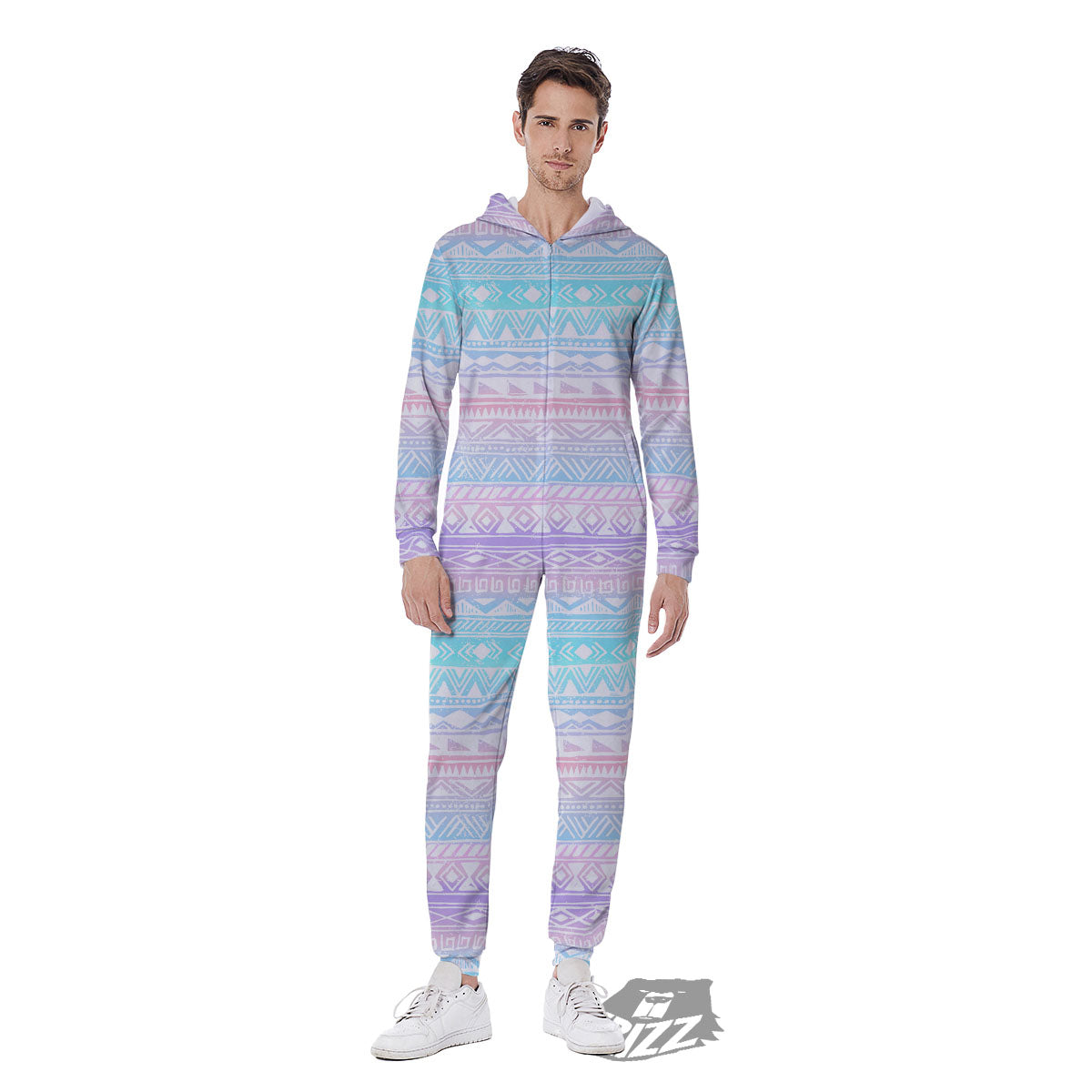 Tribal Aztec Pastel Print Pattern Men's Jumpsuit-grizzshop