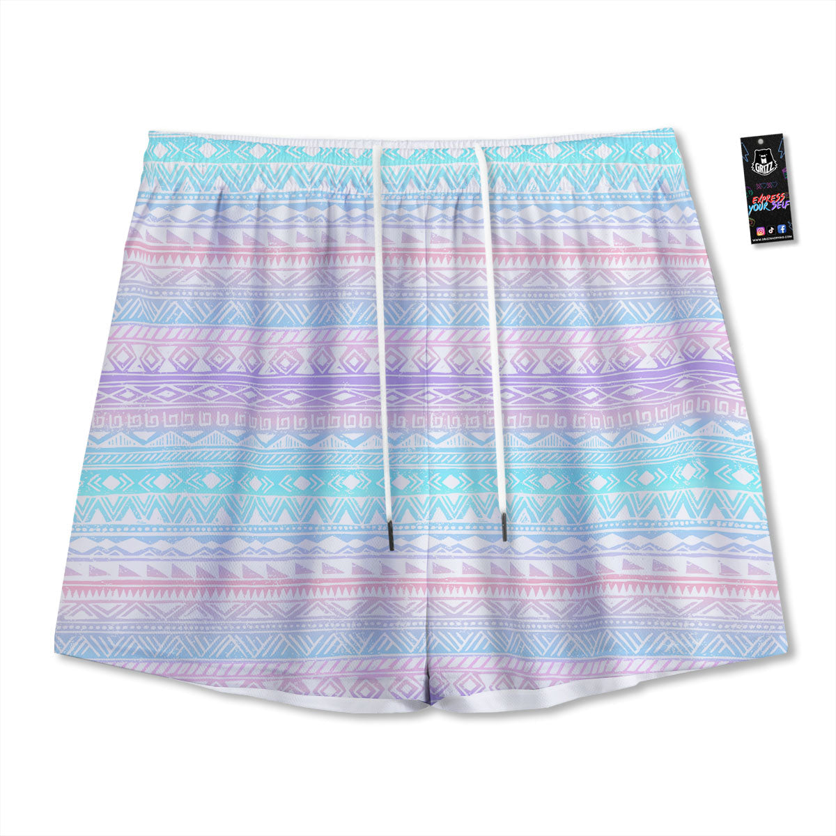 Tribal Aztec Pastel Print Pattern Mesh Shorts