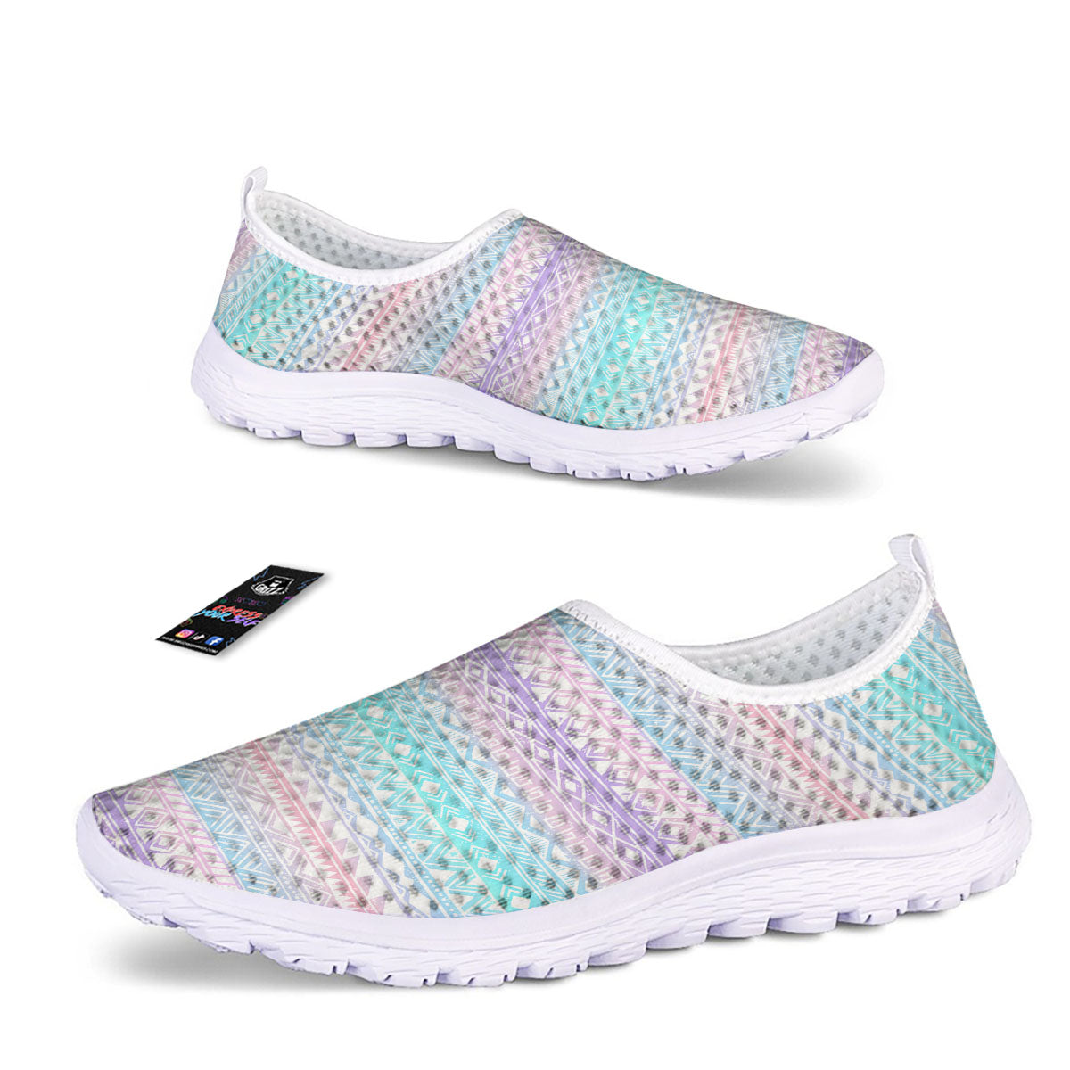 Tribal Aztec Pastel Print Pattern Nurse Shoes-grizzshop