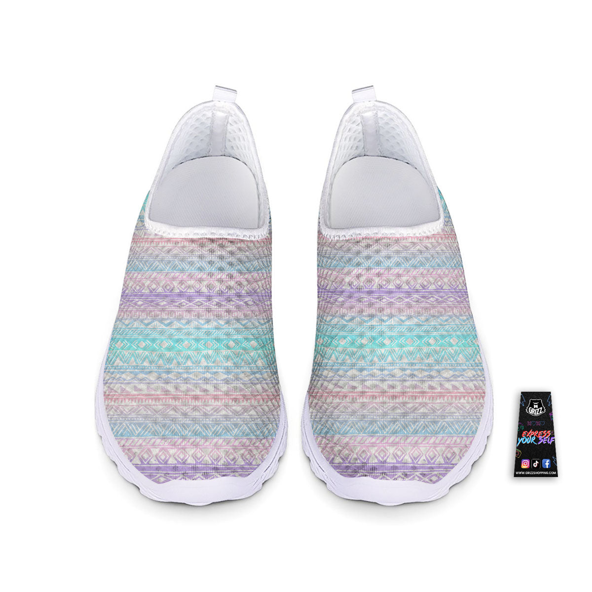 Tribal Aztec Pastel Print Pattern Nurse Shoes-grizzshop