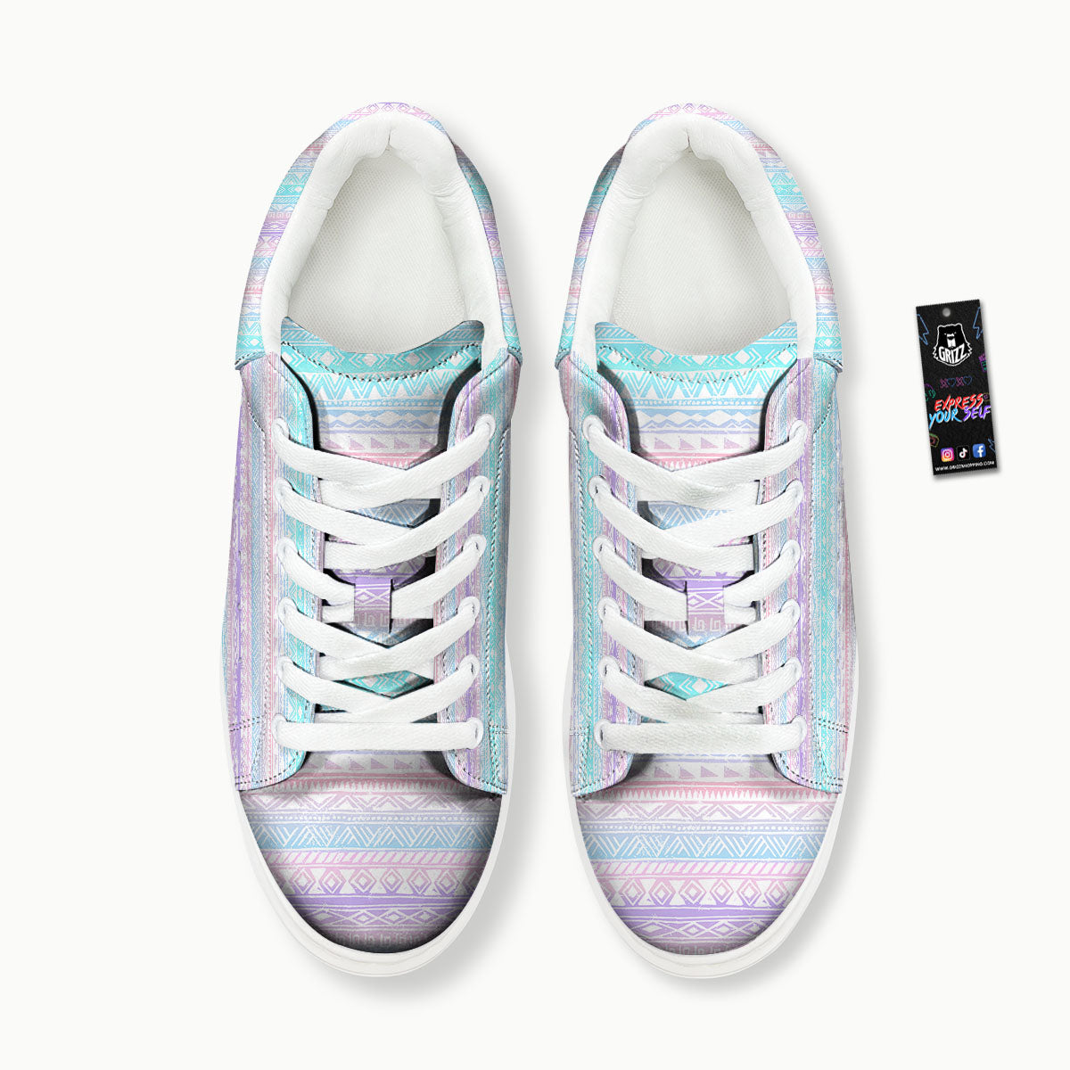 Tribal Aztec Pastel Print Pattern Platform Shoes-grizzshop