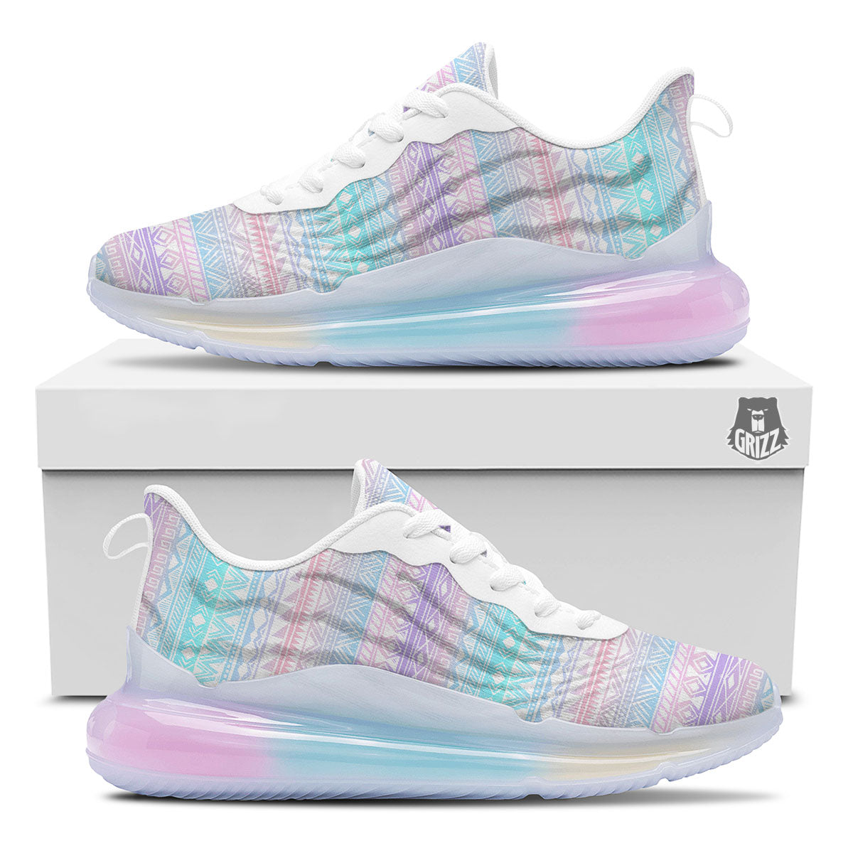 Tribal Aztec Pastel Print Pattern Running Sneakers-grizzshop