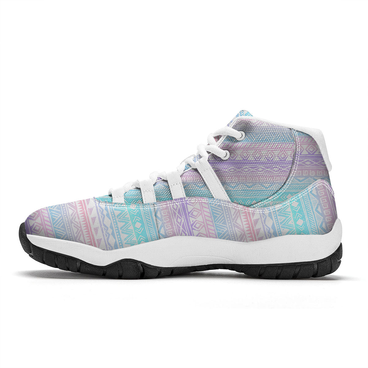 Tribal Aztec Pastel Print Pattern White Bball Shoes-grizzshop