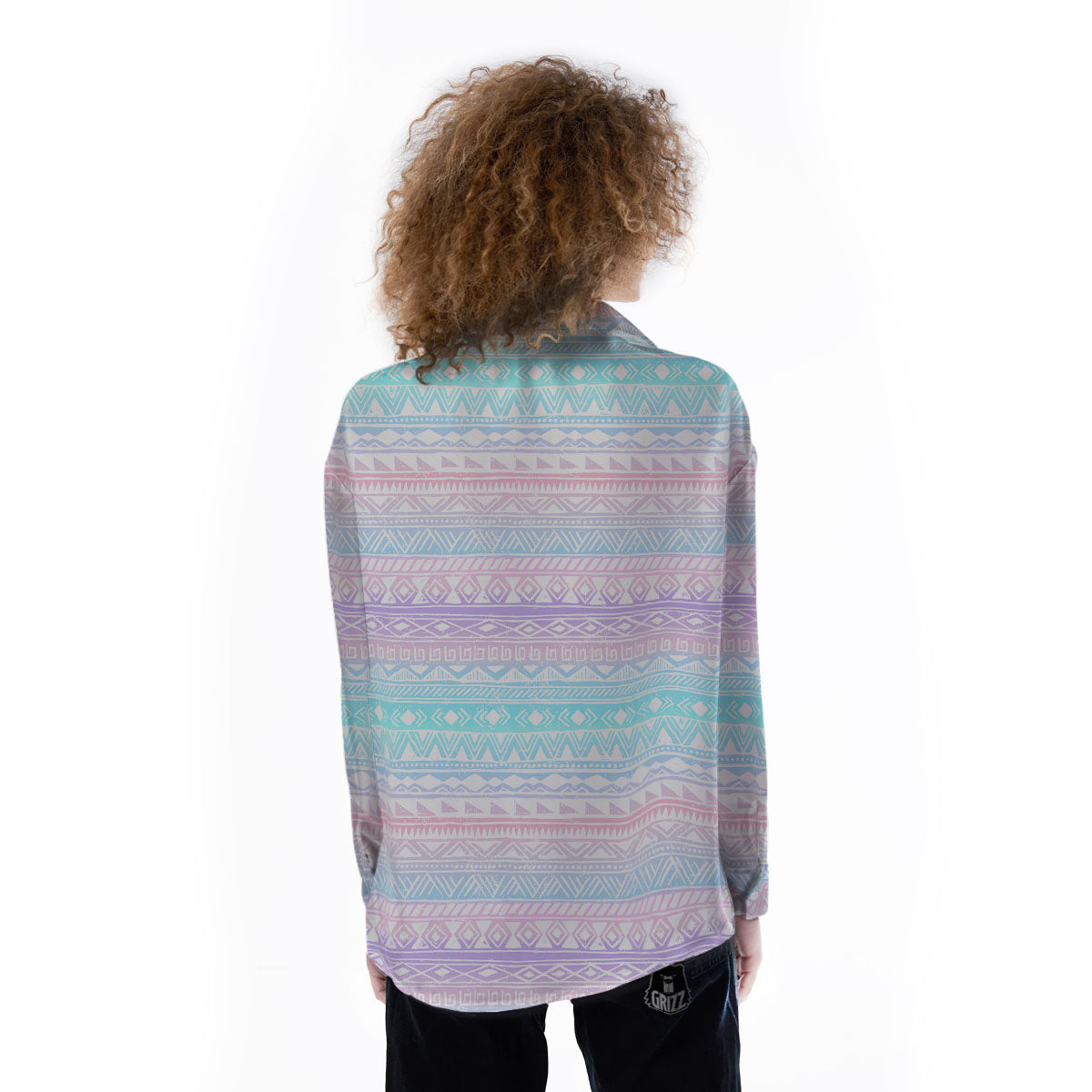 Tribal Aztec Pastel Print Pattern Women's Long Sleeve Shirts-grizzshop