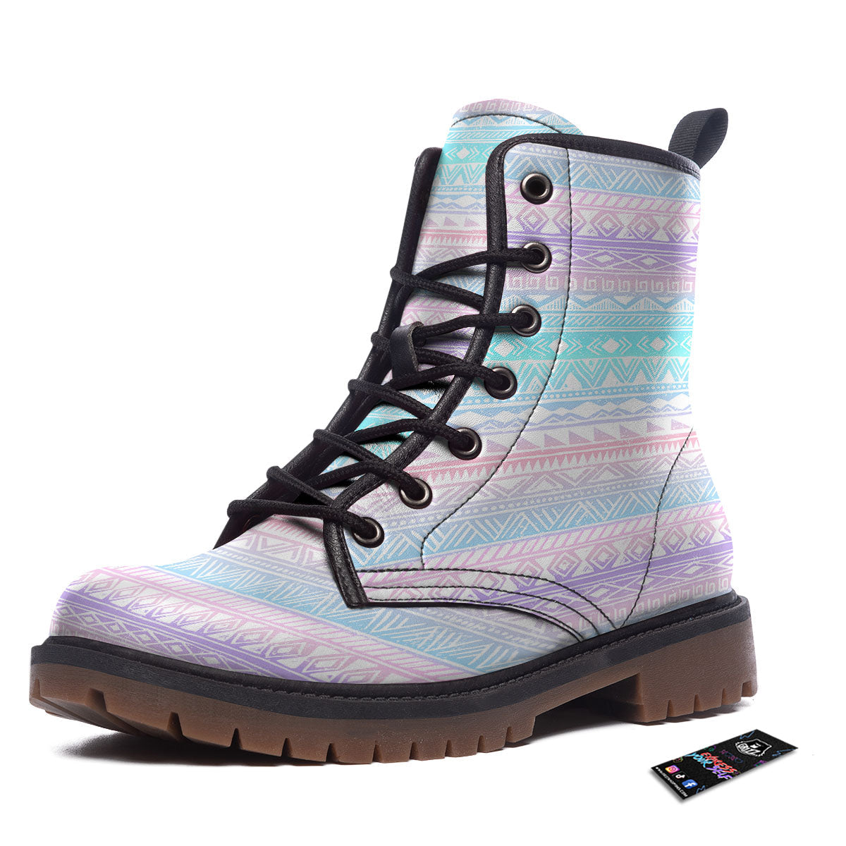 Tribal Aztec Pastel Print Pattern Work Boots-grizzshop
