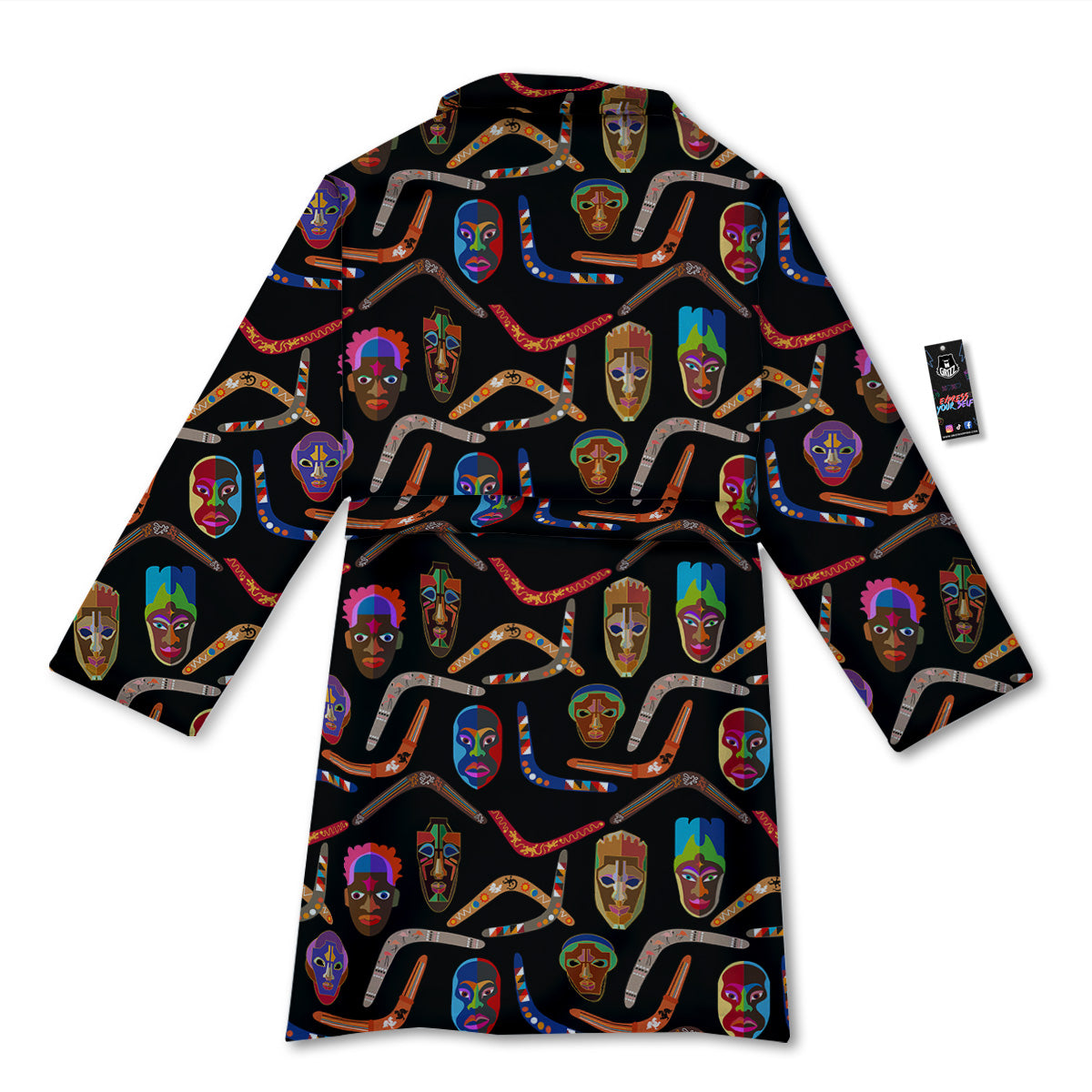 Tribal Boomerangs Print Pattern Bathrobe-grizzshop