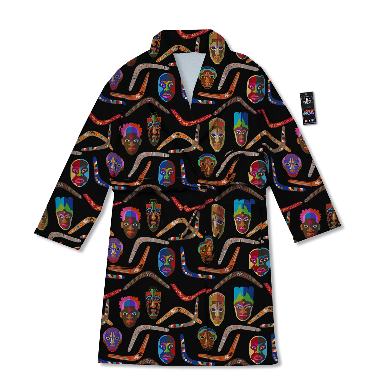 Tribal Boomerangs Print Pattern Bathrobe-grizzshop