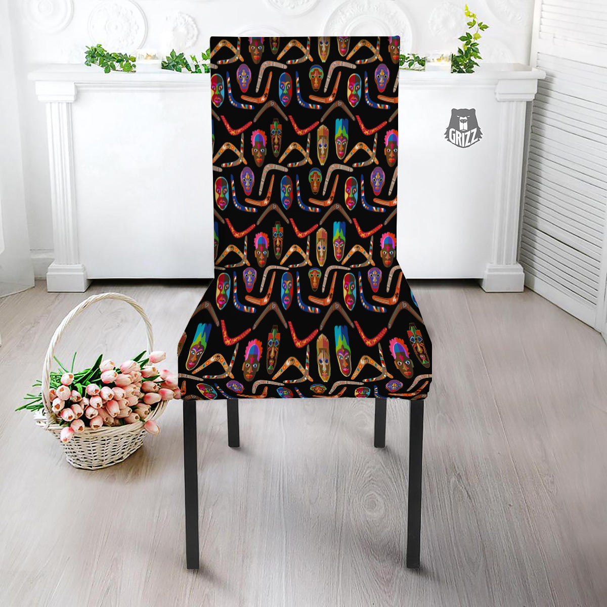Tribal Boomerangs Print Pattern Dining Chair Slipcover-grizzshop