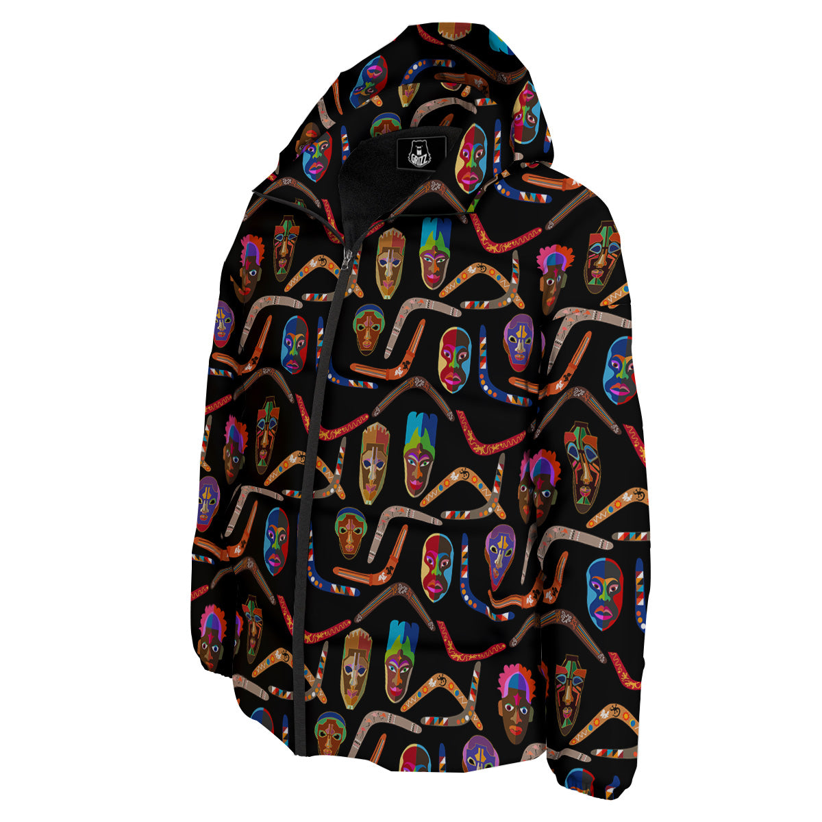 Tribal Boomerangs Print Pattern Down Jacket-grizzshop
