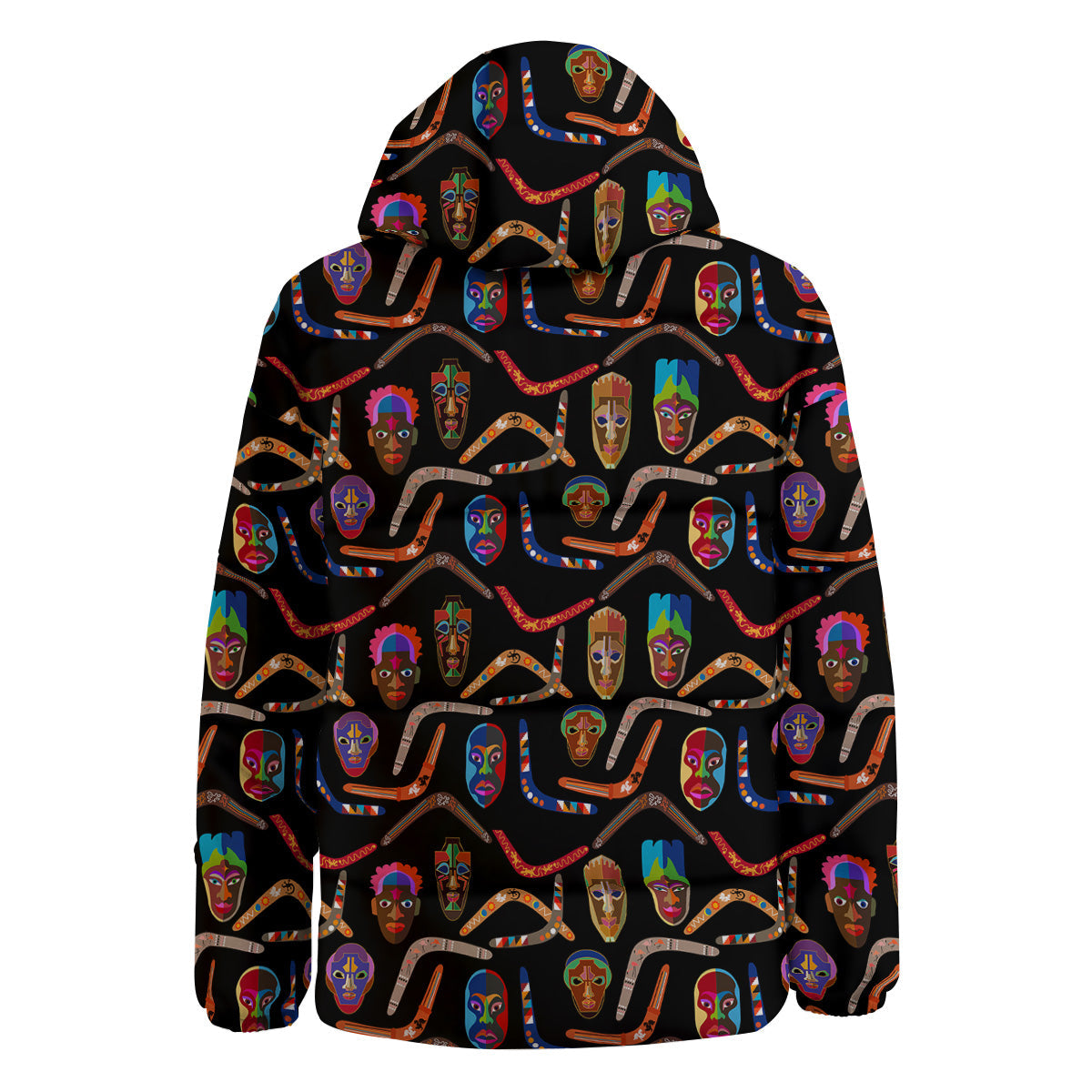 Tribal Boomerangs Print Pattern Down Jacket-grizzshop