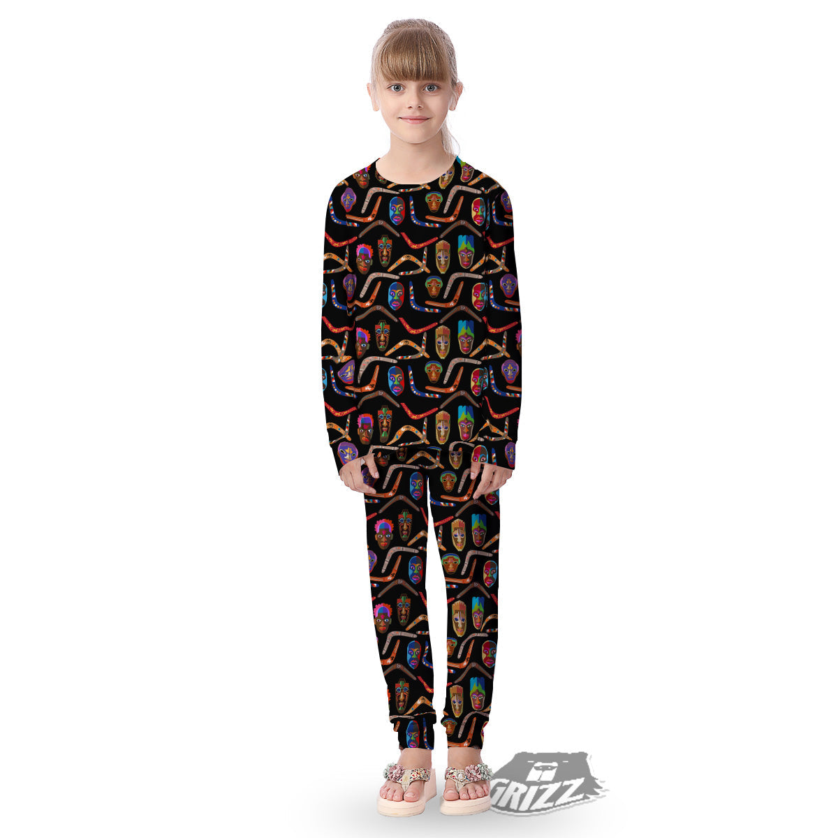 Tribal Boomerangs Print Pattern Kid's Pajamas-grizzshop