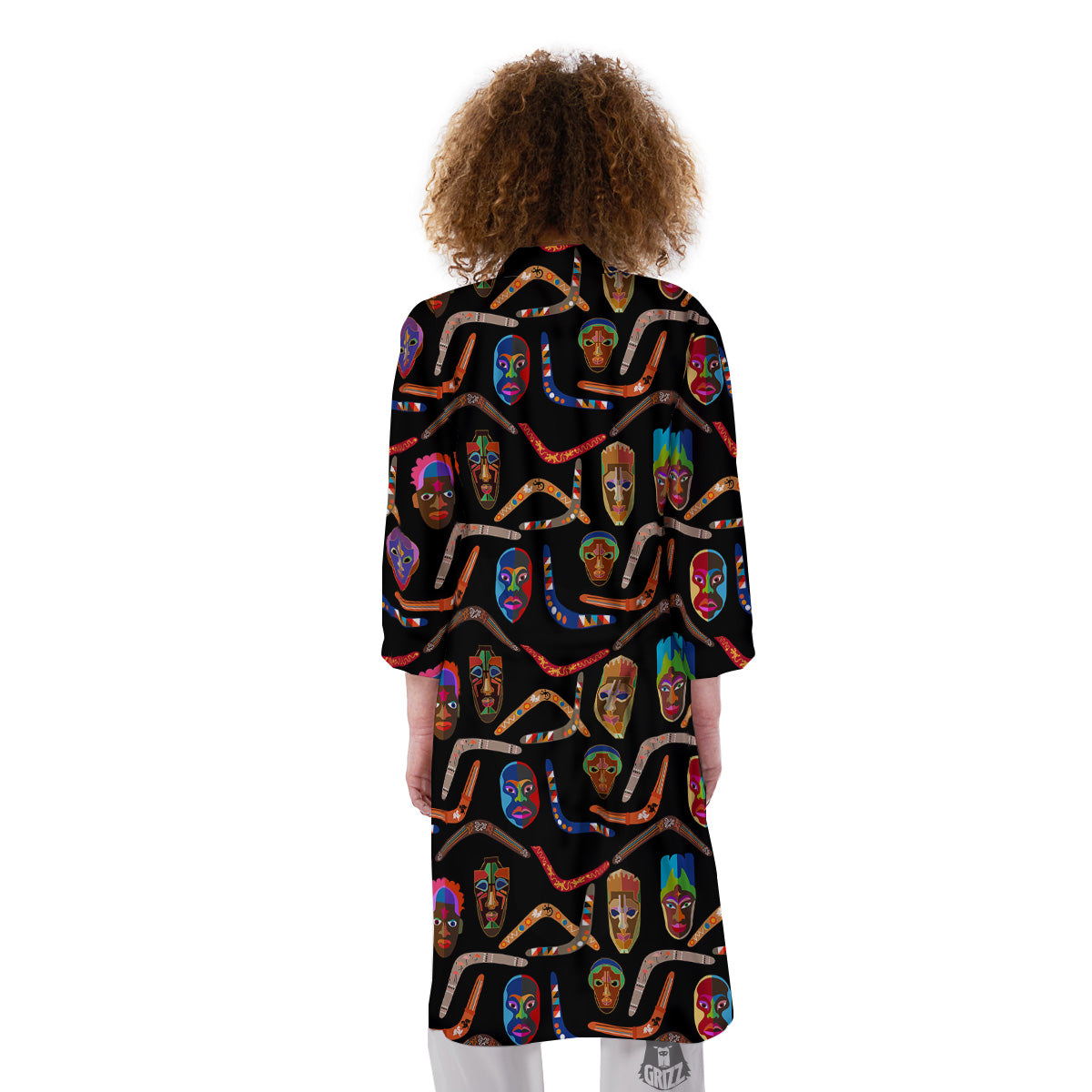 Tribal Boomerangs Print Pattern Kimono-grizzshop