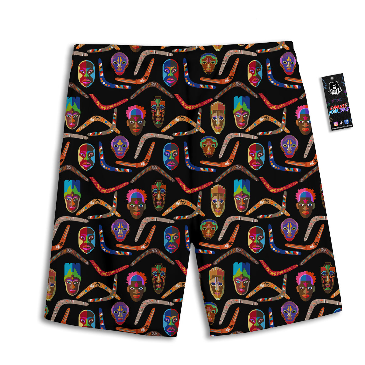 Tribal Boomerangs Print Pattern Men's Athletic Shorts