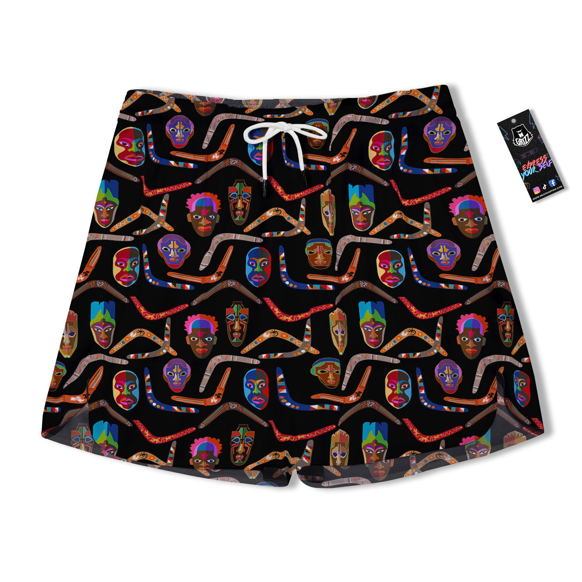 Tribal Boomerangs Print Pattern Men's Running Shorts-grizzshop
