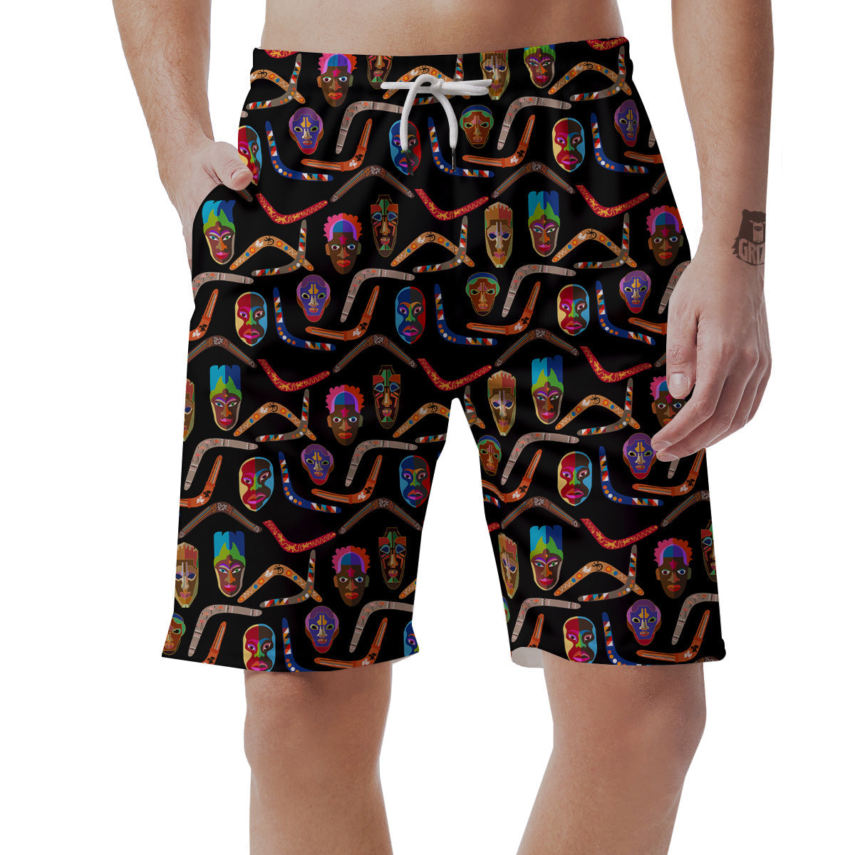 Tribal Boomerangs Print Pattern Men's Shorts-grizzshop