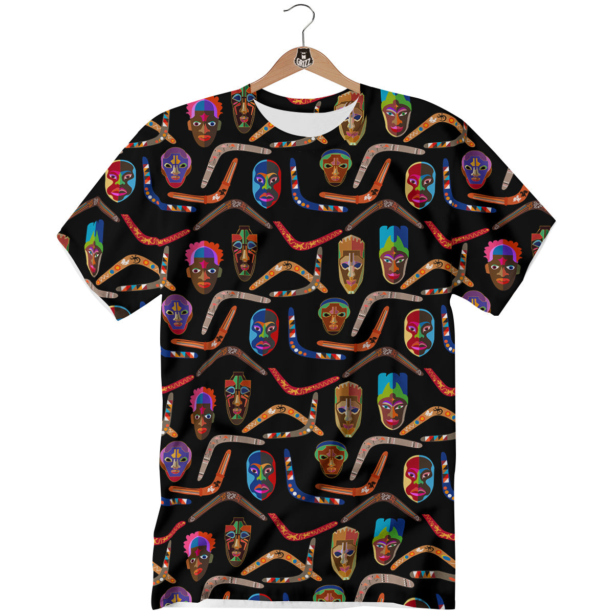 Tribal Boomerangs Print Pattern T-Shirt-grizzshop