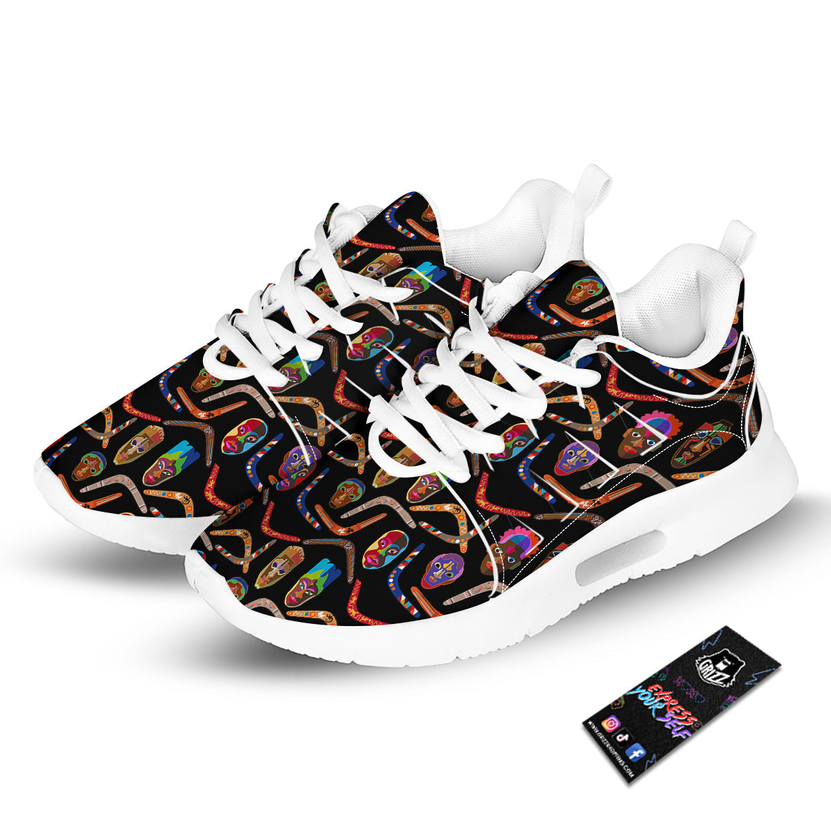 Tribal Boomerangs Print Pattern Tennis Shoes-grizzshop