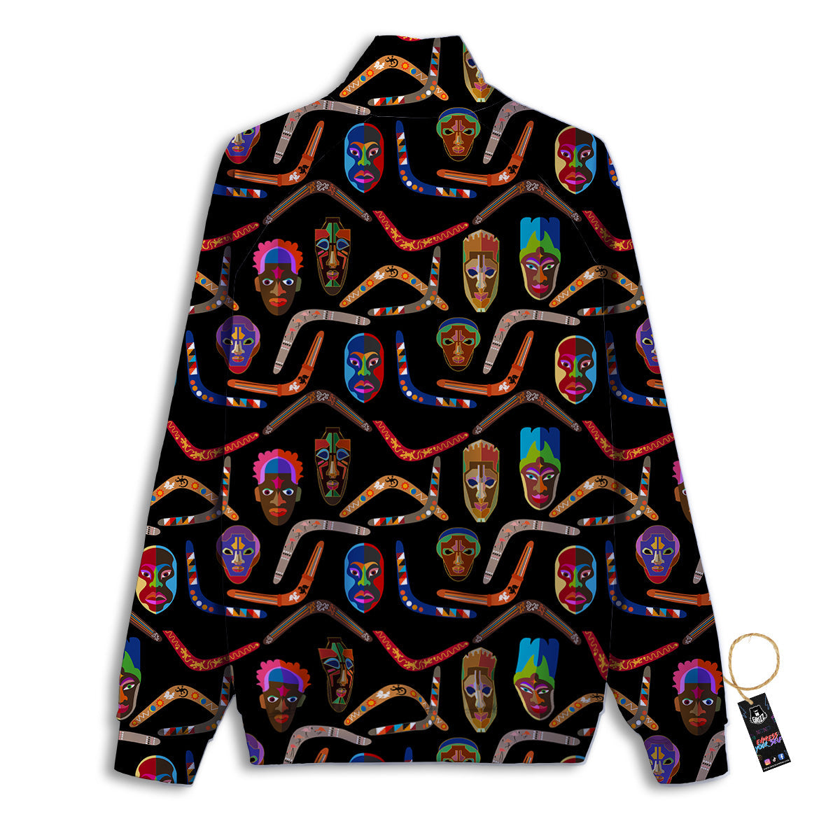 Tribal Boomerangs Print Pattern Track Jacket-grizzshop