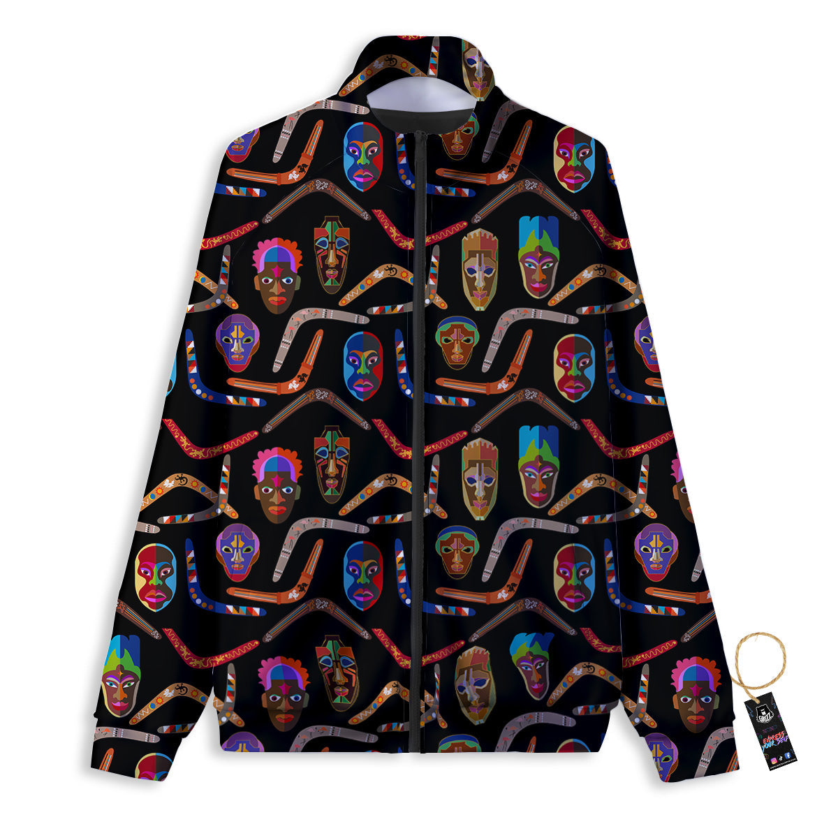 Tribal Boomerangs Print Pattern Track Jacket-grizzshop