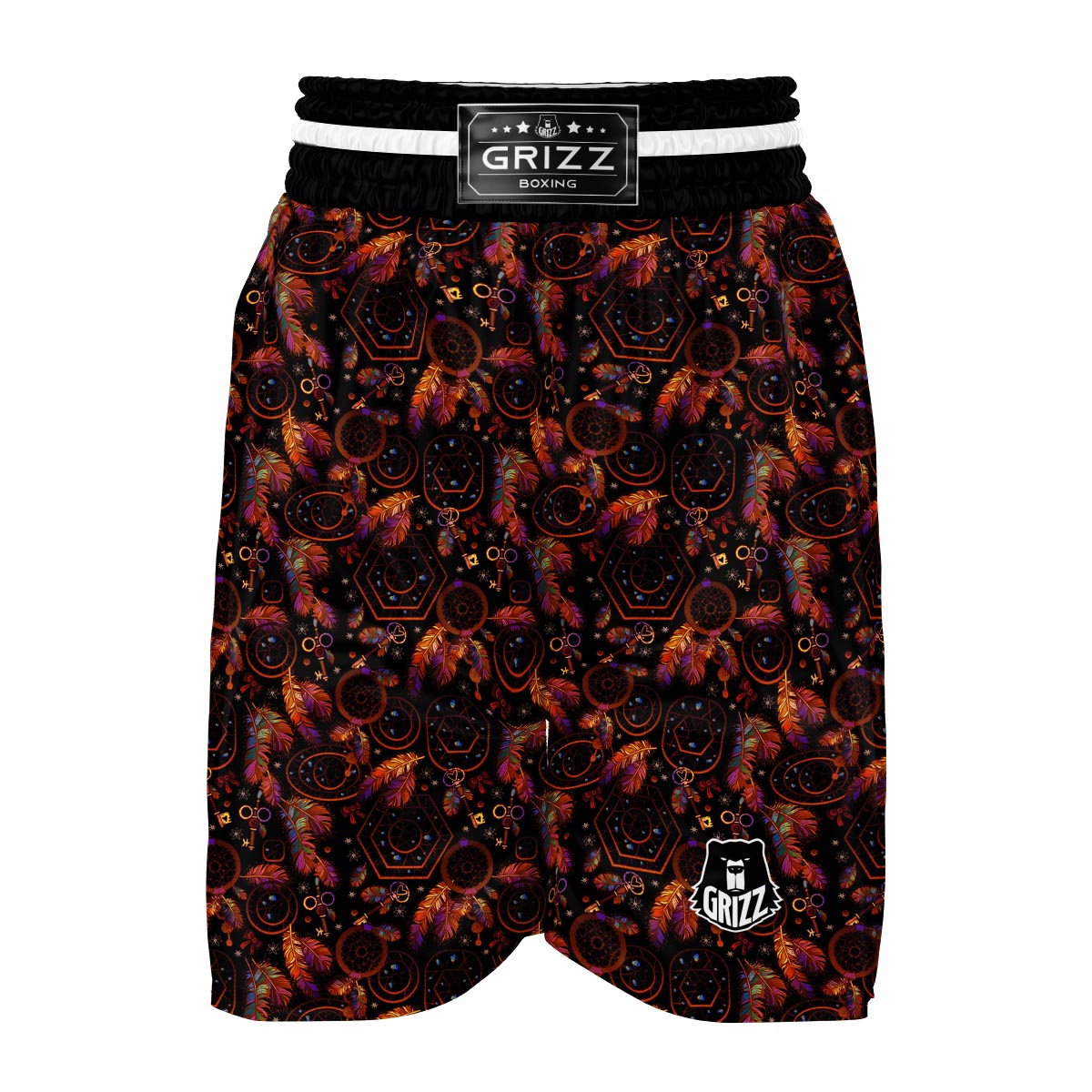 Tribal Dream Catcher Feather Boxing Shorts-grizzshop