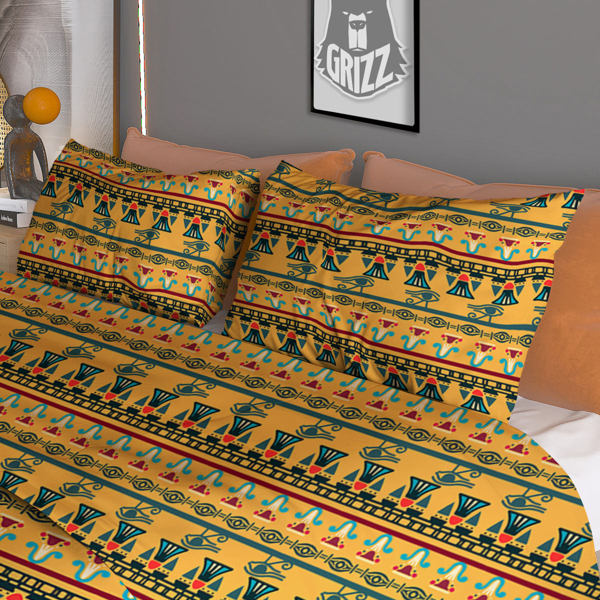 Tribal Egyptian Print Pattern Duvet Cover Bedding Set