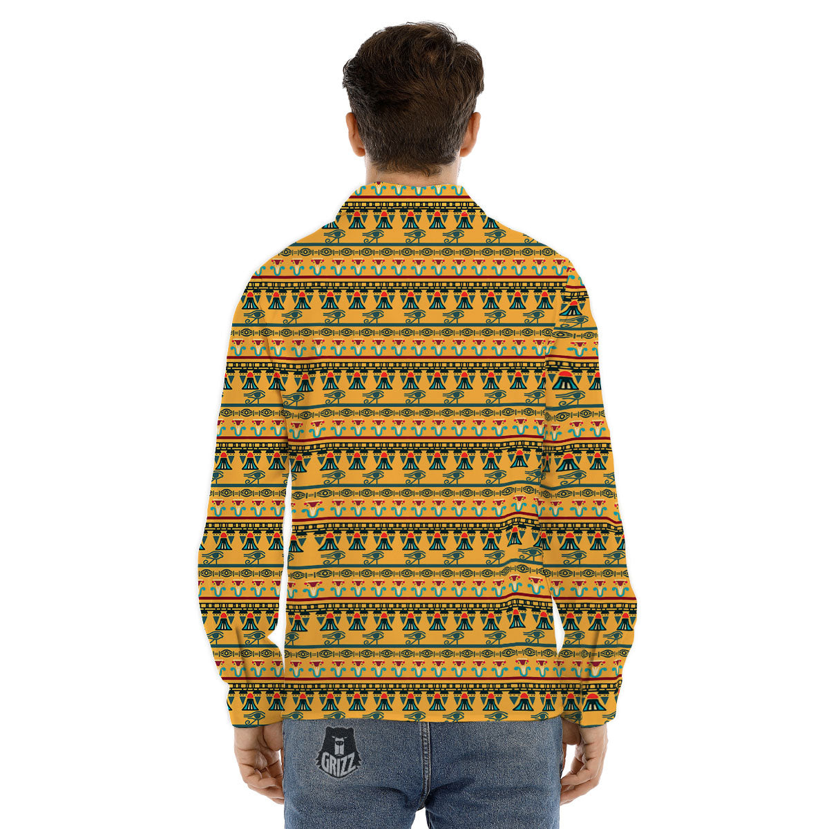 Tribal Egyptian Print Pattern Men's Dress Shirts-grizzshop