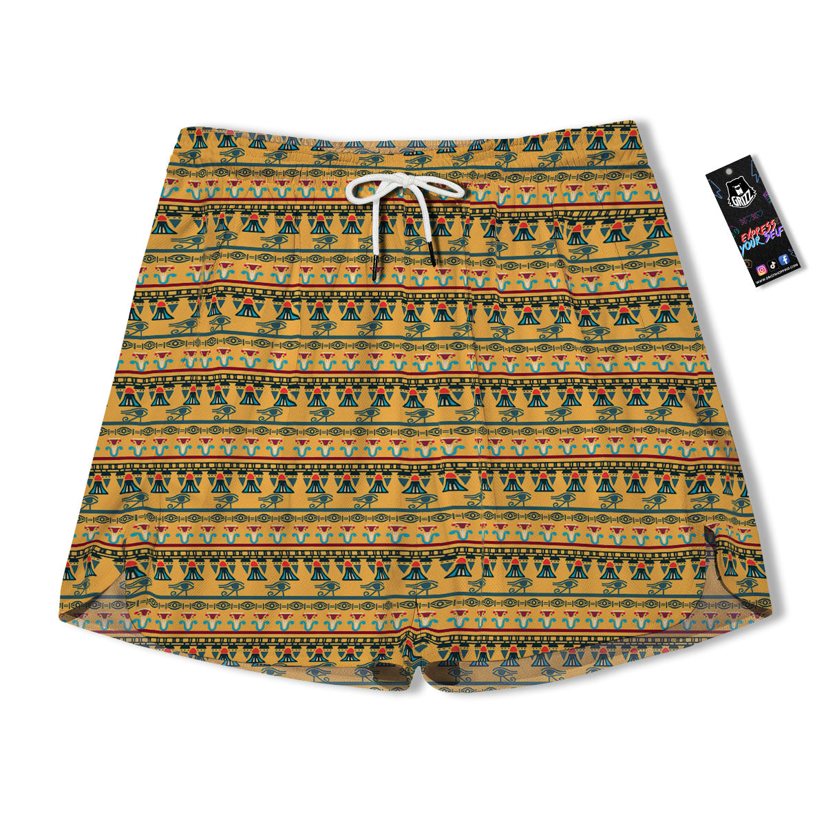 Tribal Egyptian Print Pattern Men's Running Shorts-grizzshop
