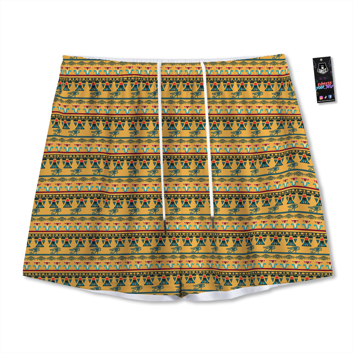 Tribal Egyptian Print Pattern Mesh Shorts