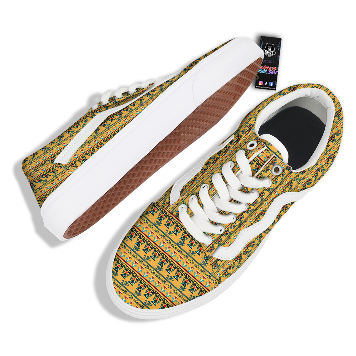 Tribal Egyptian Print Pattern Skate Shoes-grizzshop