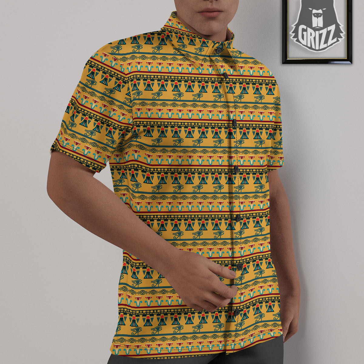 Tribal Egyptian Print Pattern Untucked Shirts-grizzshop