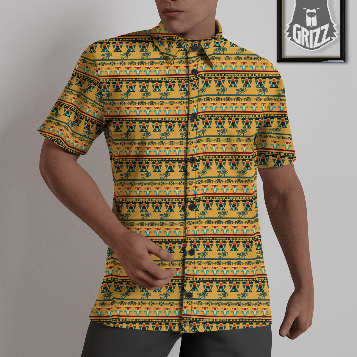Tribal Egyptian Print Pattern Untucked Shirts-grizzshop