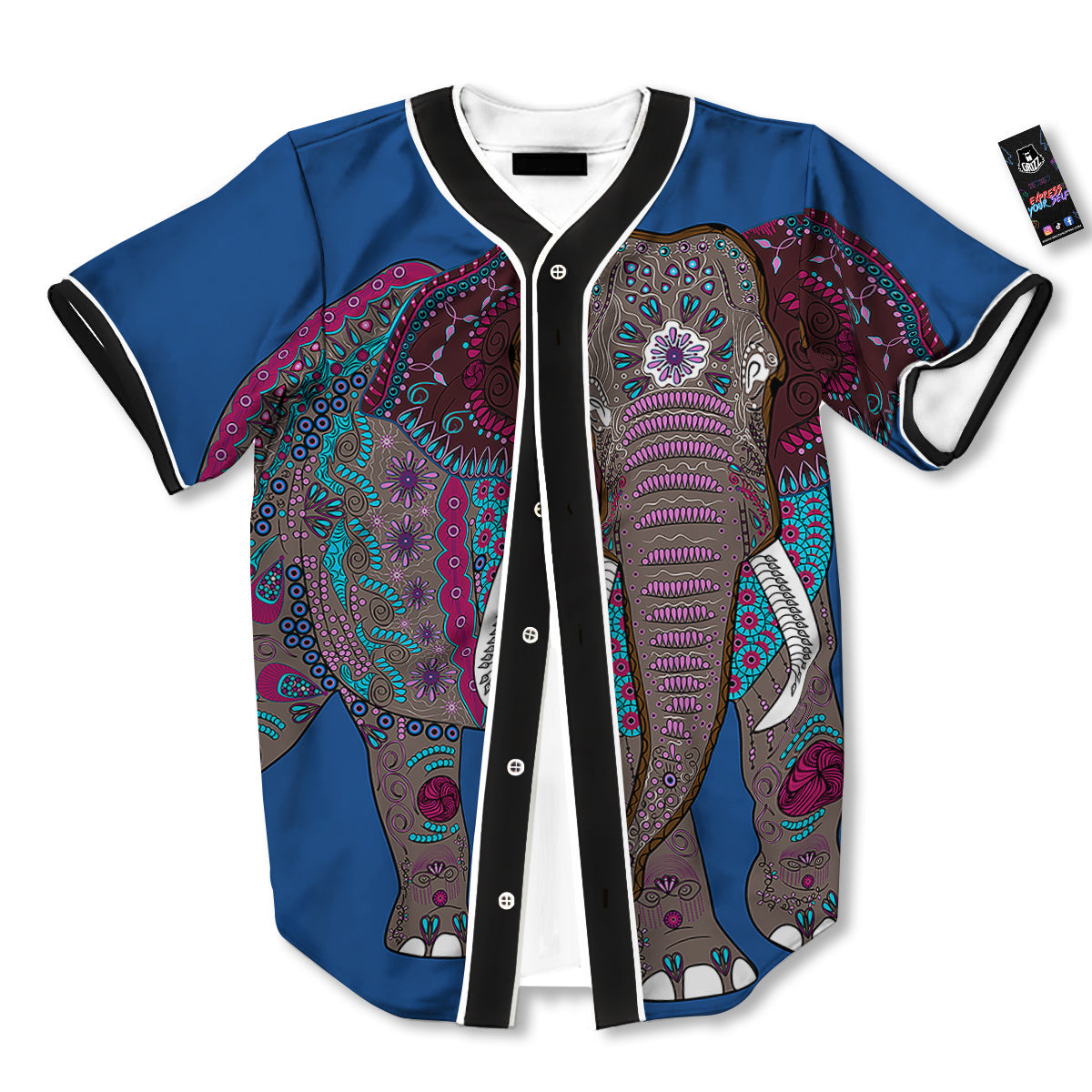 Tribal Elephant Indian Cute Print Baseball Jersey-grizzshop