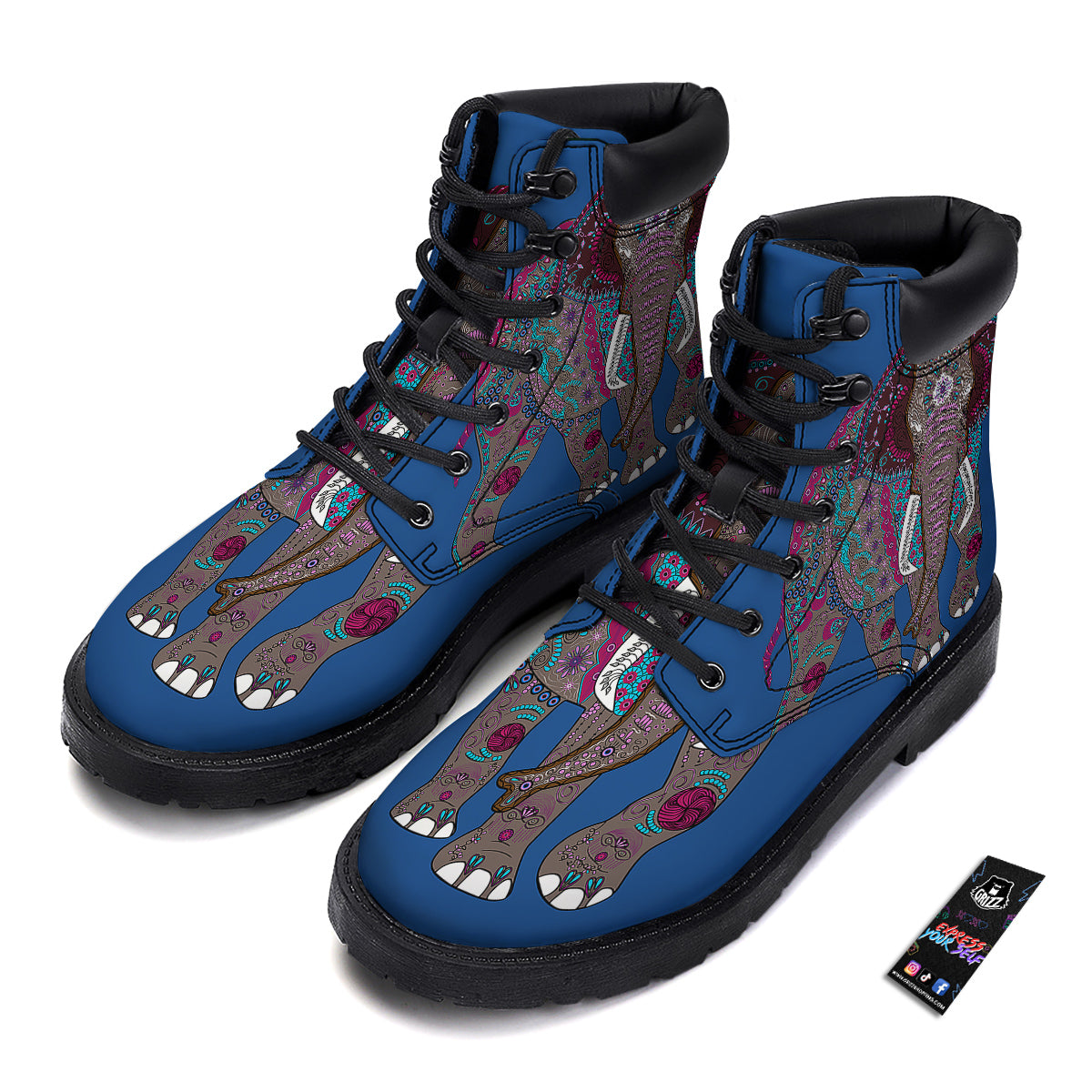 Tribal Elephant Indian Cute Print Boots-grizzshop