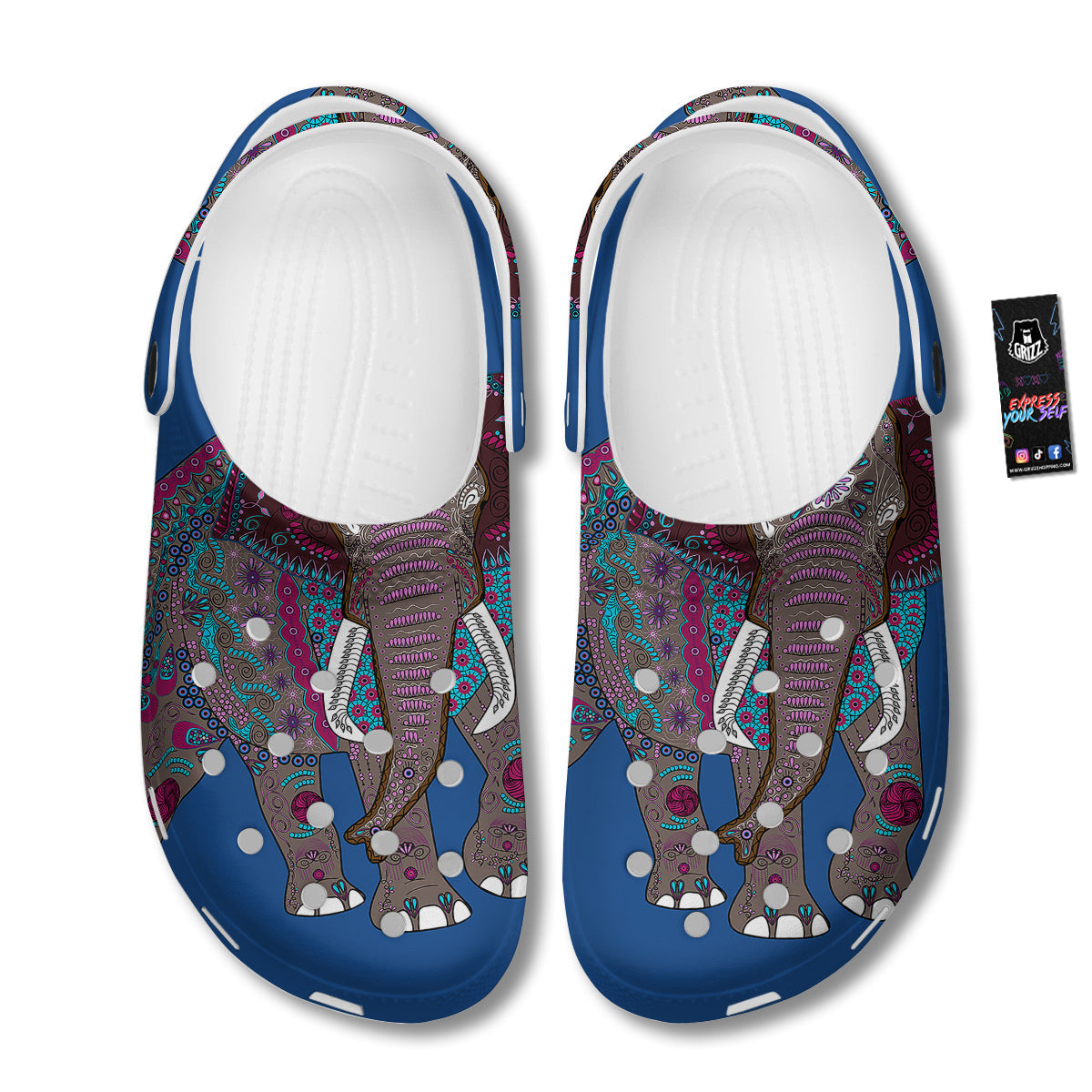 Tribal Elephant Indian Cute Print Clog-grizzshop