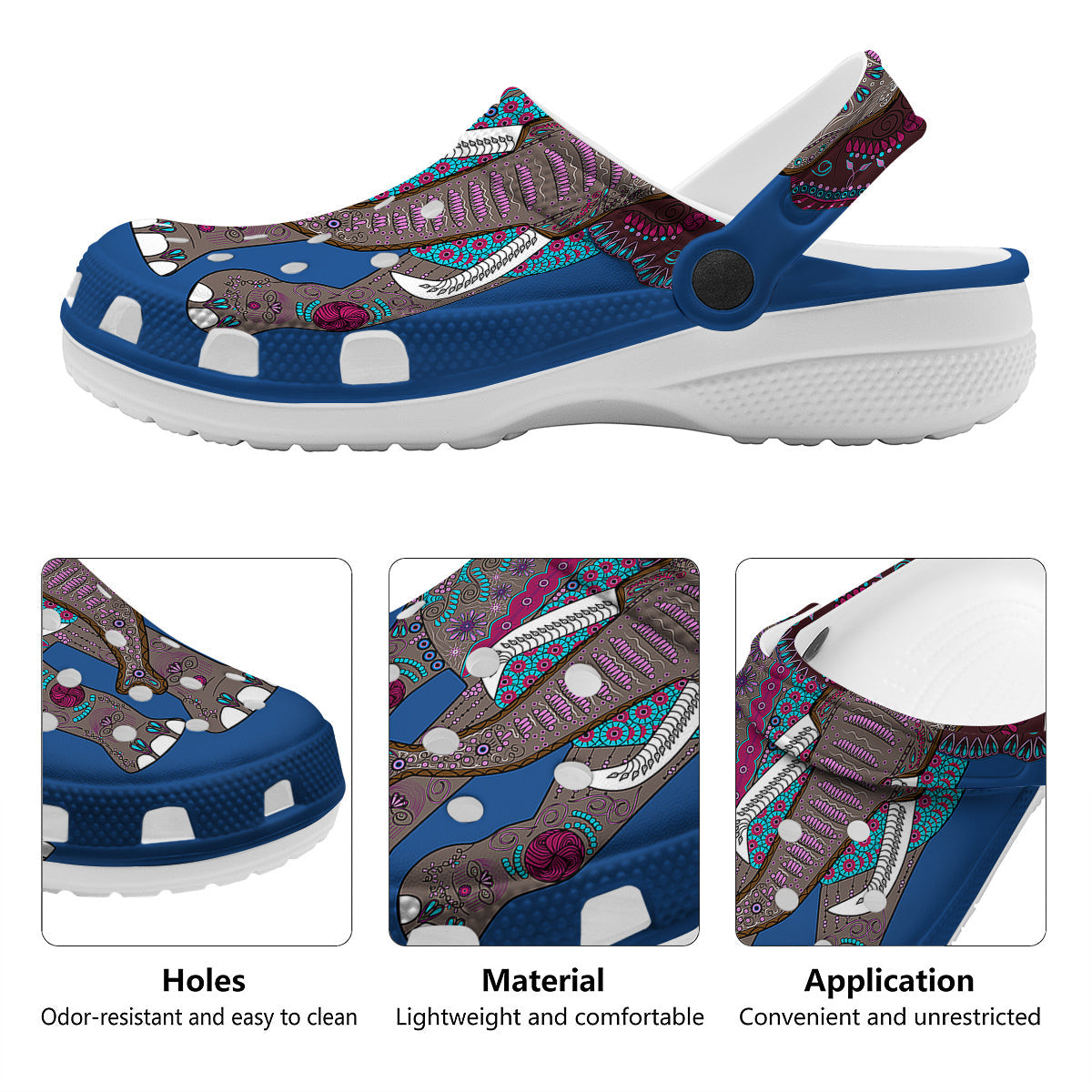 Tribal Elephant Indian Cute Print Clog-grizzshop