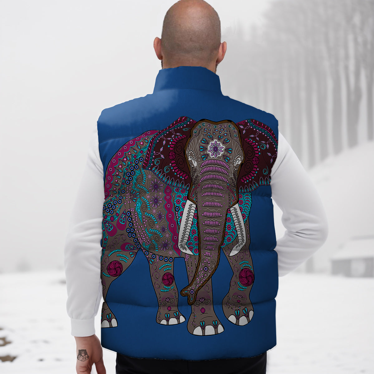 Tribal Elephant Indian Cute Print Down Vest