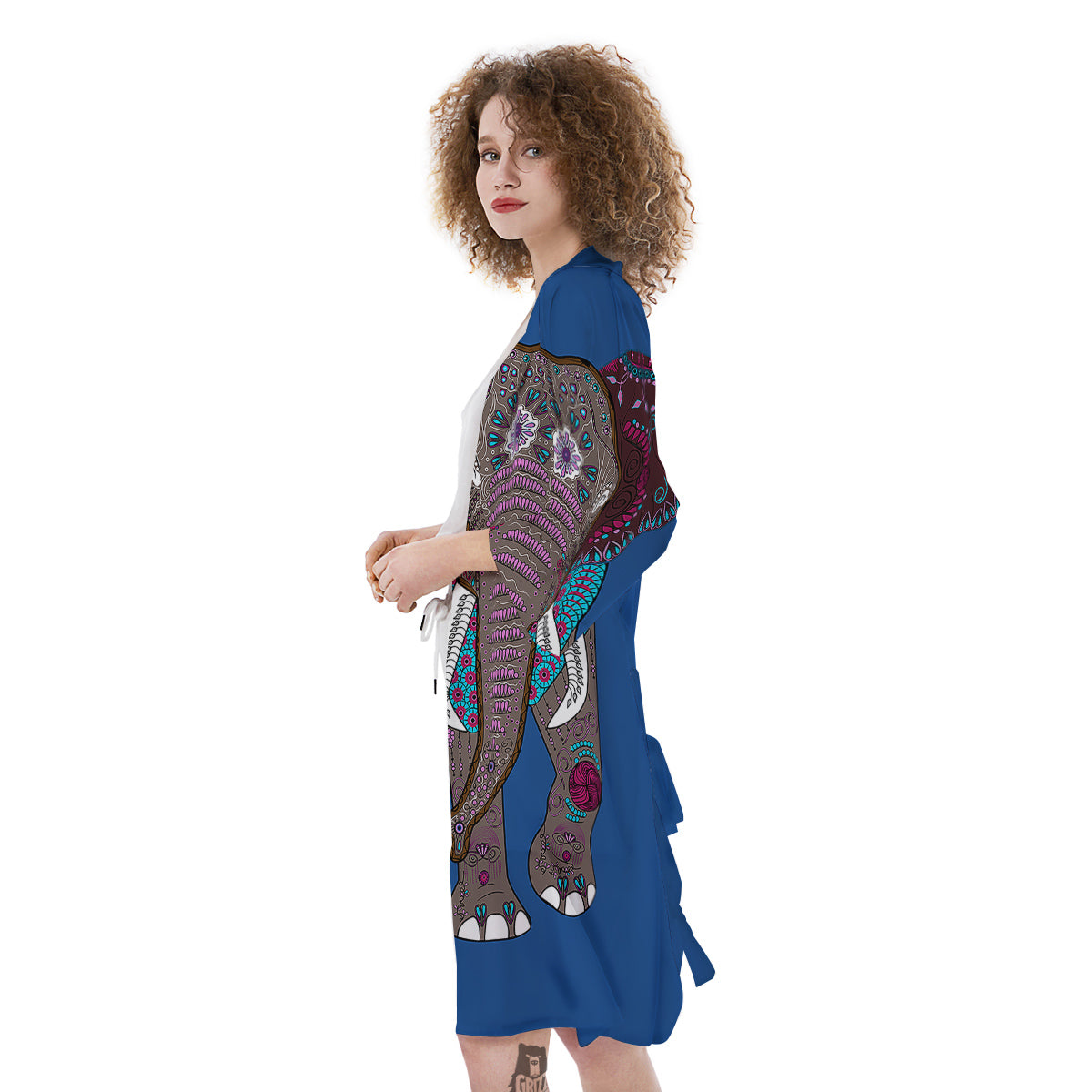 Tribal Elephant Indian Cute Print Kimono-grizzshop