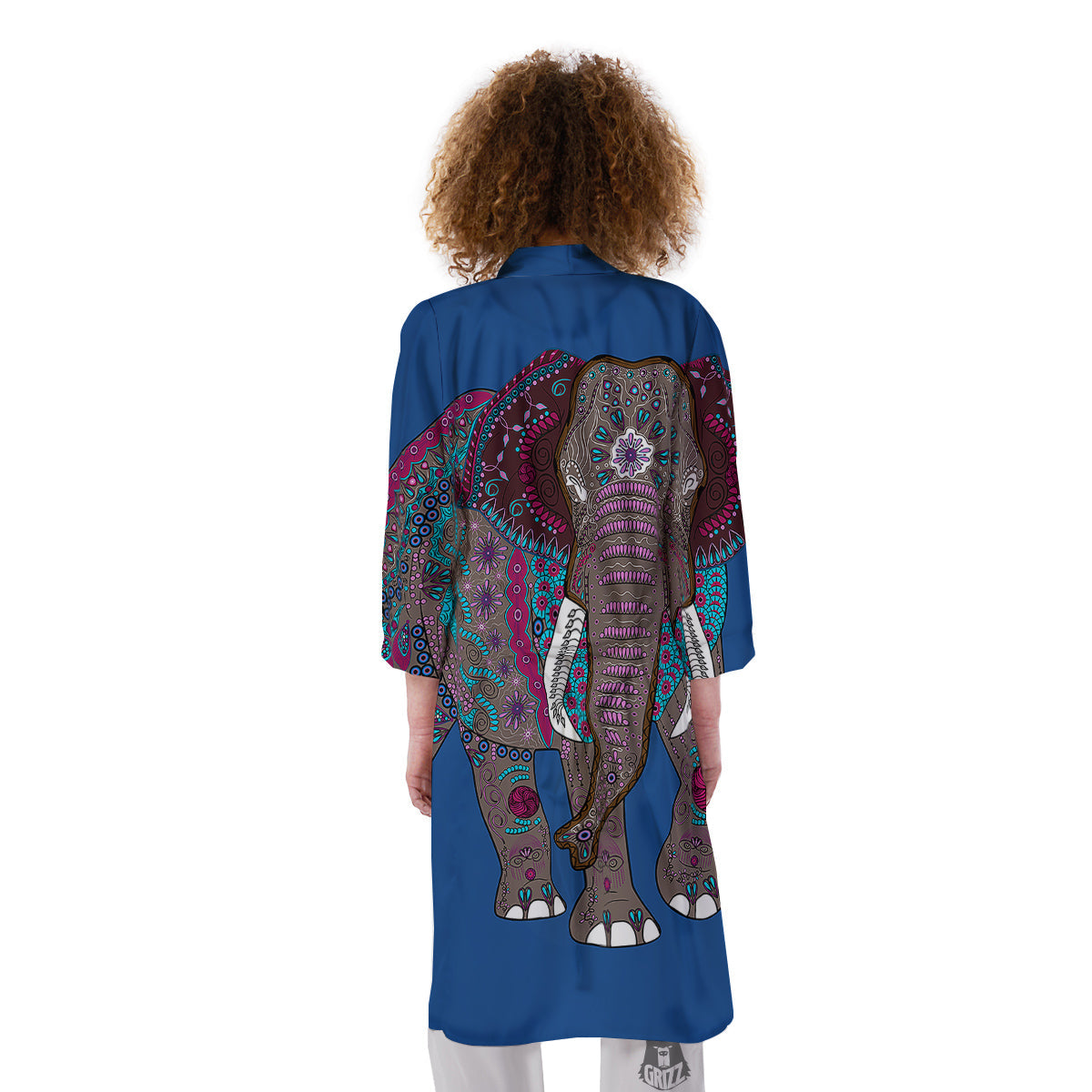Tribal Elephant Indian Cute Print Kimono-grizzshop