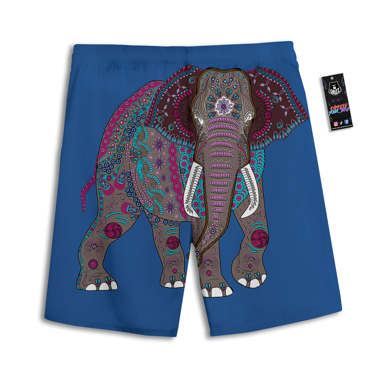 Tropical Neon Hibiscus Print Pattern Men's Athletic Shorts