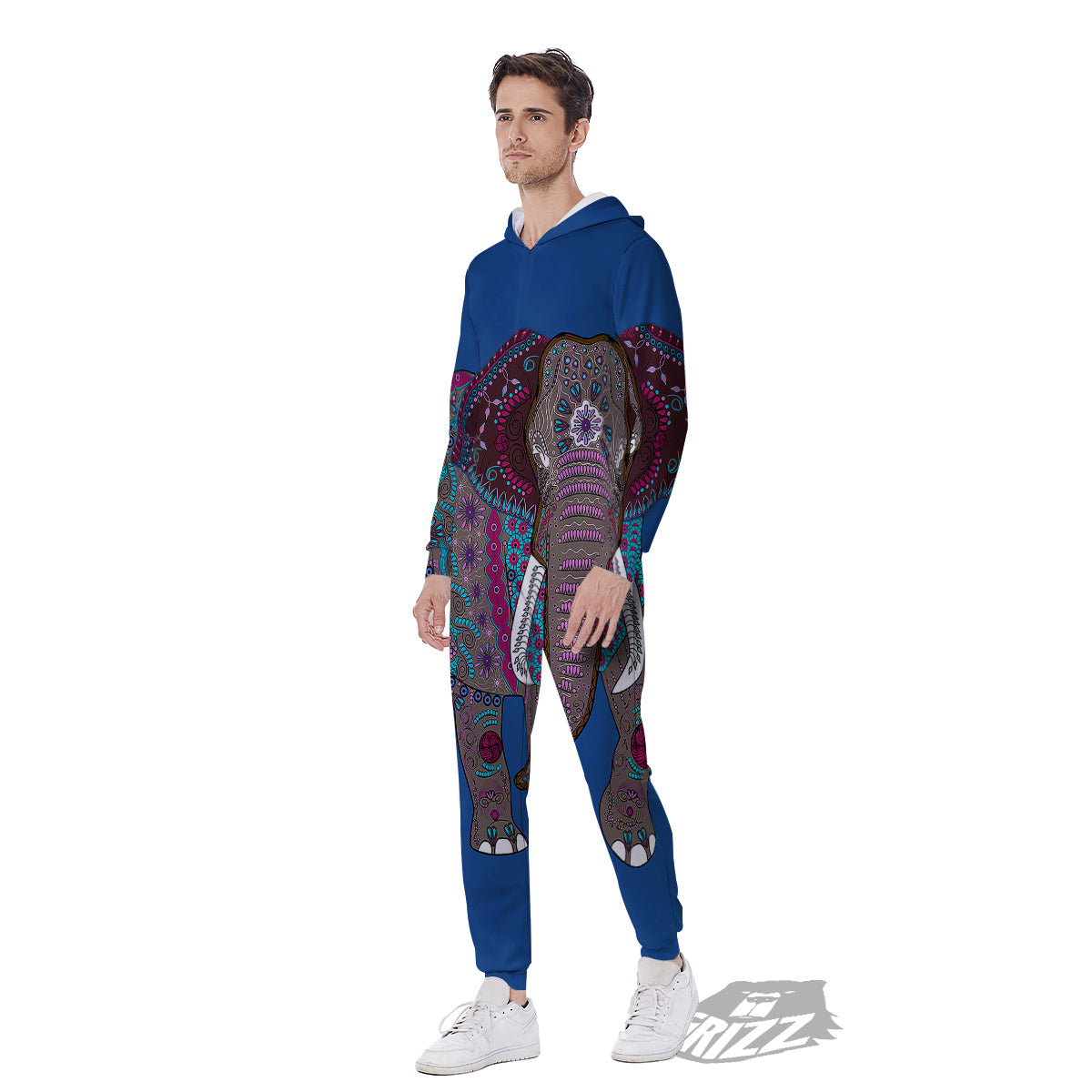 Tribal Elephant Indian Cute Print Men's Jumpsuit-grizzshop