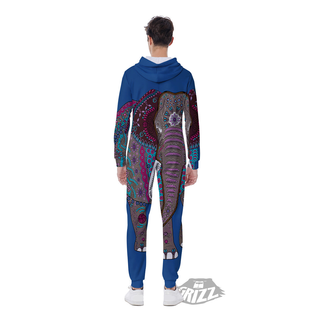 Tribal Elephant Indian Cute Print Men's Jumpsuit-grizzshop