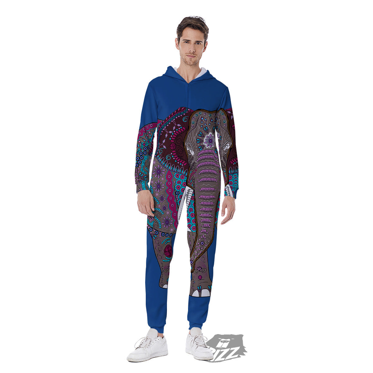 Tribal Elephant Indian Cute Print Men's Jumpsuit-grizzshop
