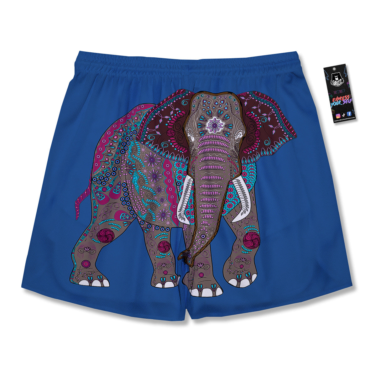 Tribal Elephant Indian Cute Print Men's Running Shorts-grizzshop