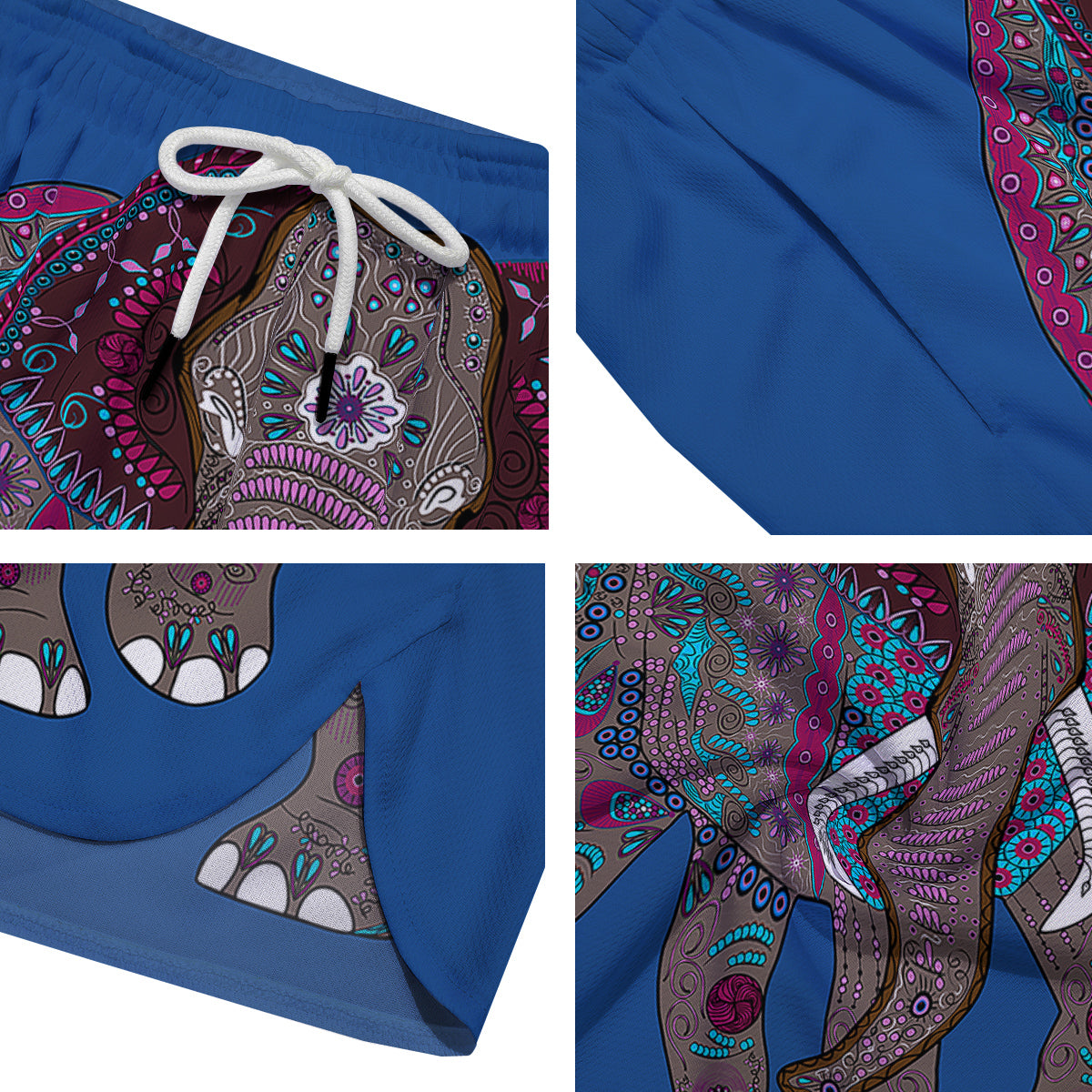 Tribal Elephant Indian Cute Print Men's Running Shorts-grizzshop