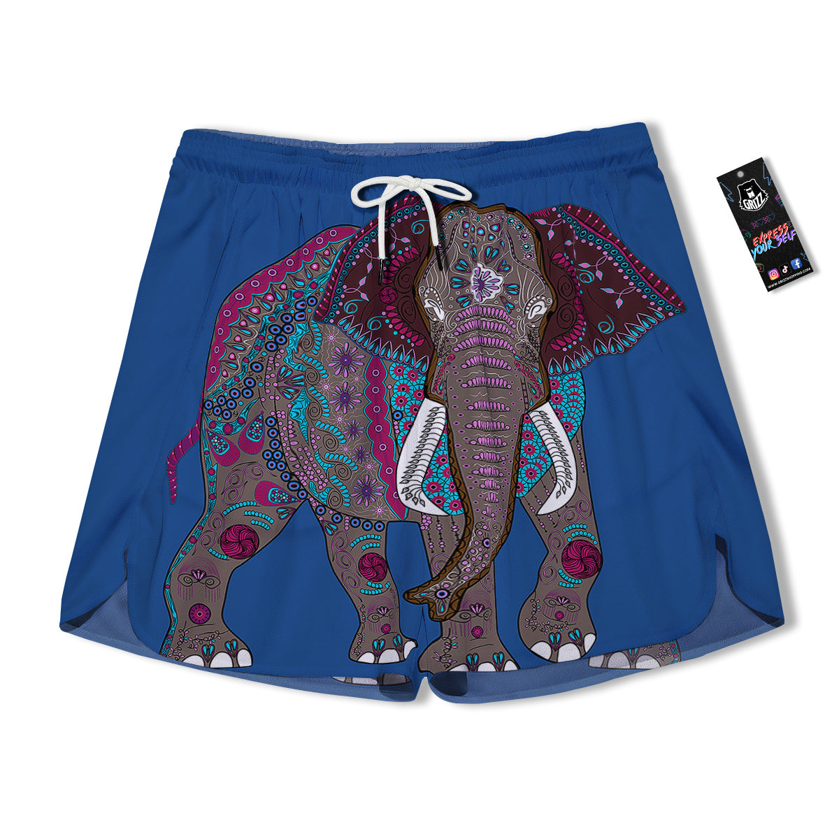 Tribal Elephant Indian Cute Print Men's Running Shorts-grizzshop
